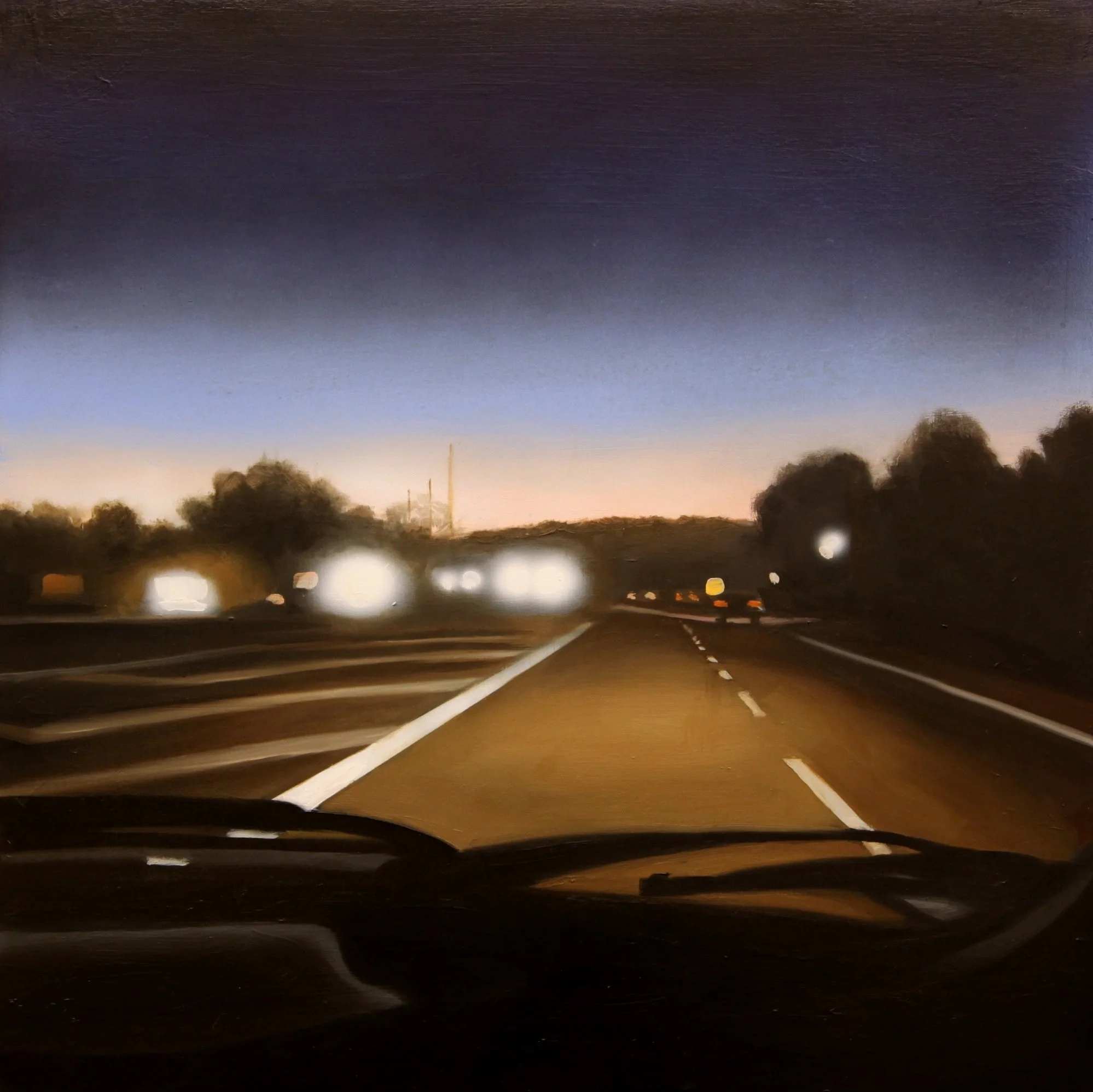 "Night Drive" Oil on panel