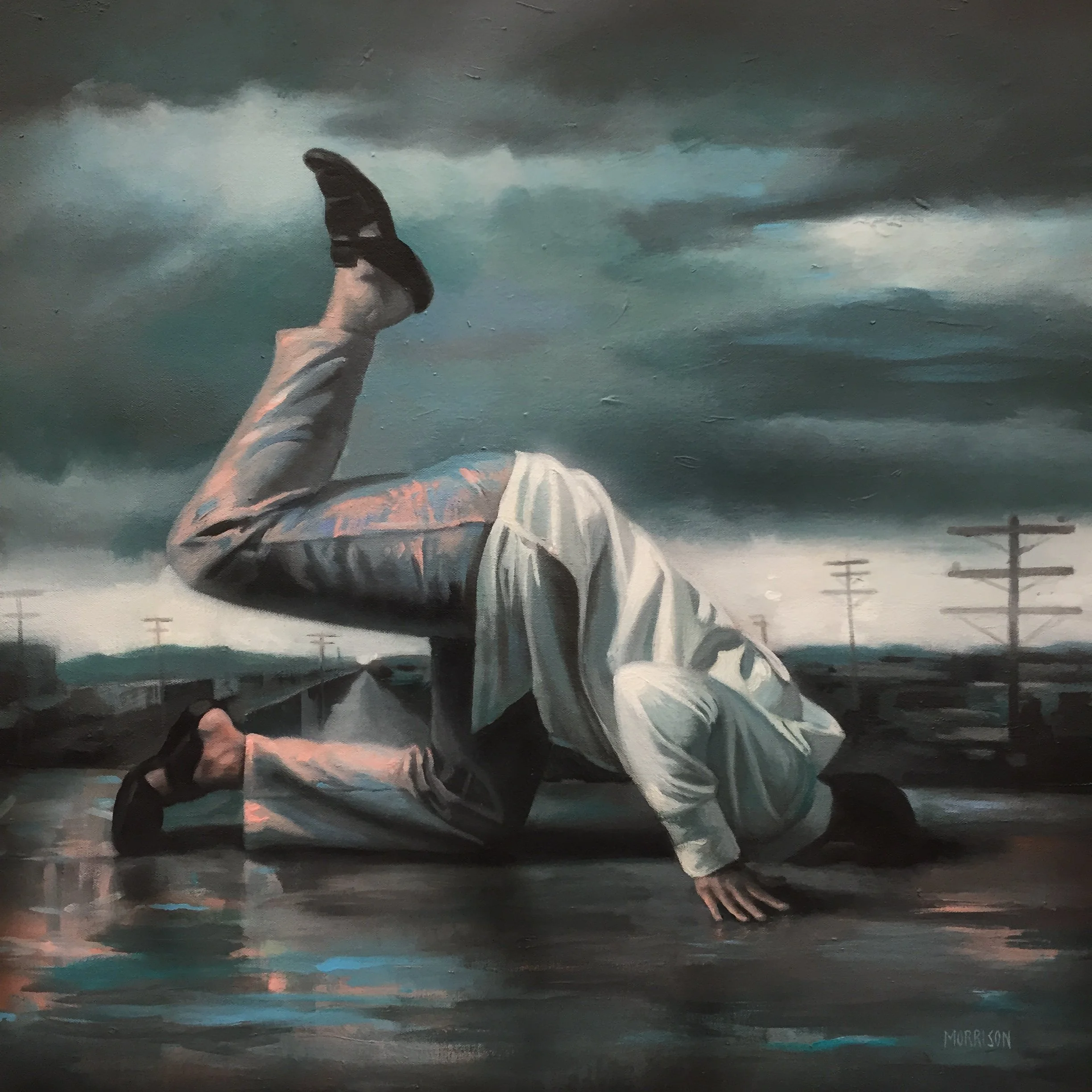 "Plausible Deniability" Oil and acrylic on canvas (18 x 18 in)