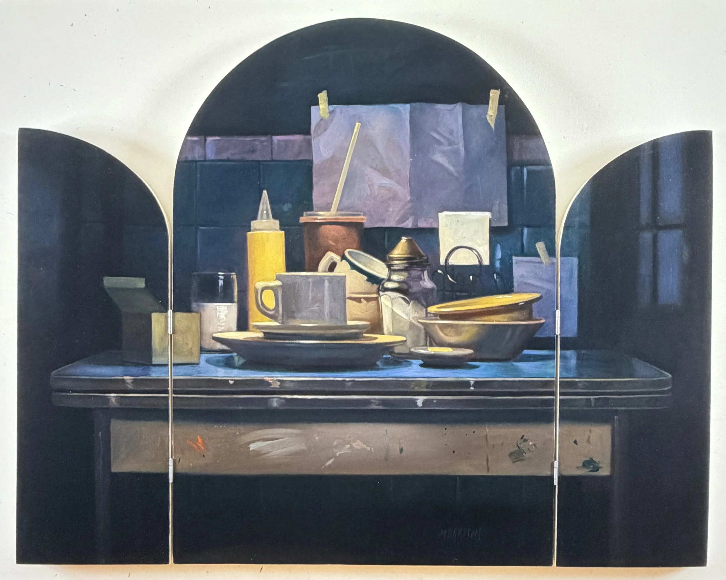 Diner
Oil on panel (triptych) 36 x 45 1/2 inches