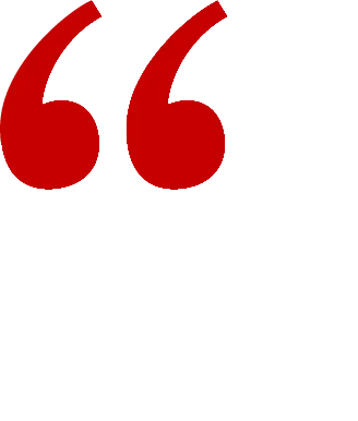 Red quotation marks and white quotation marks on a black background