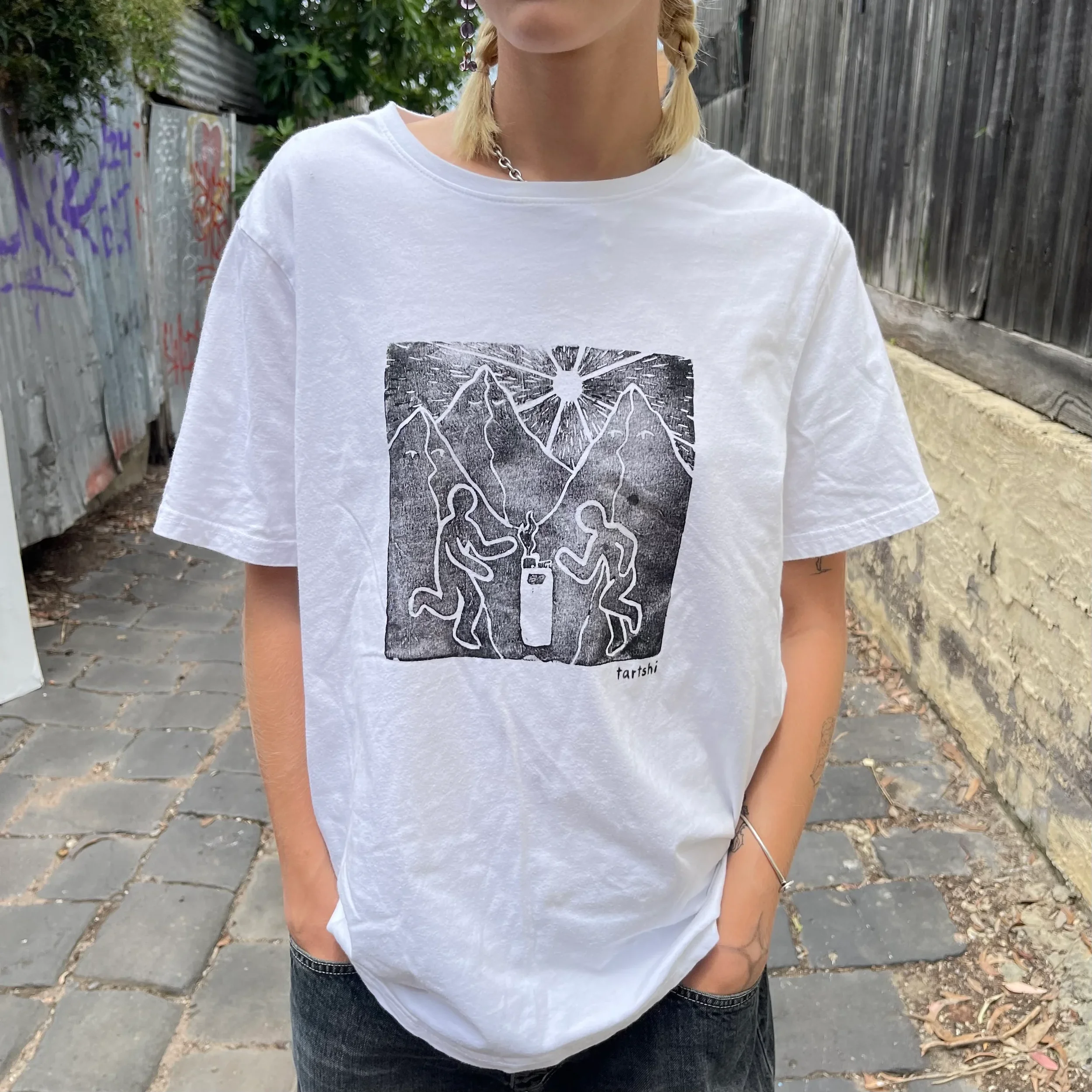 ALL HAIL BIC lino printed tee