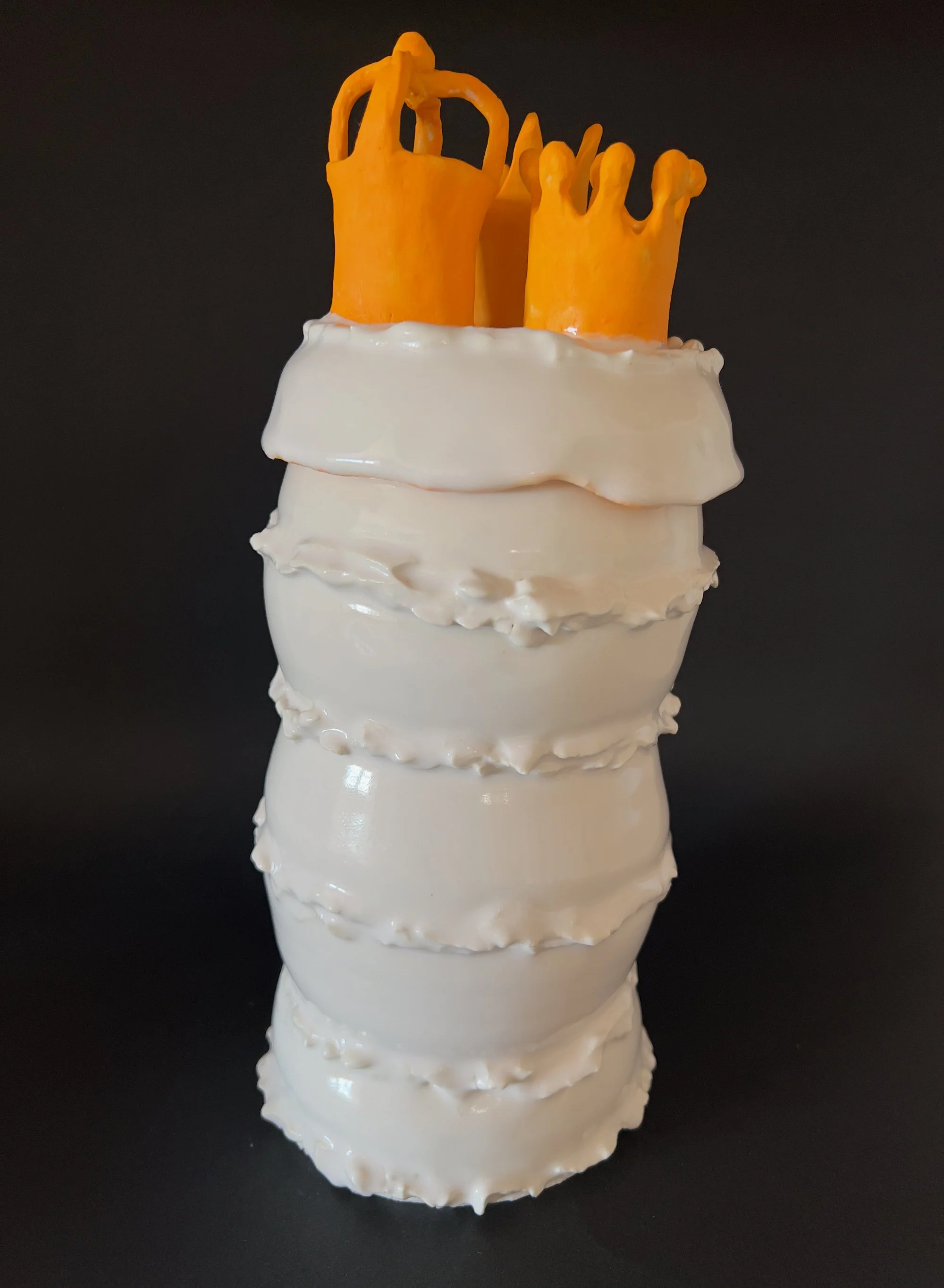 Three Crowns - Whimsical Porcelain Jar