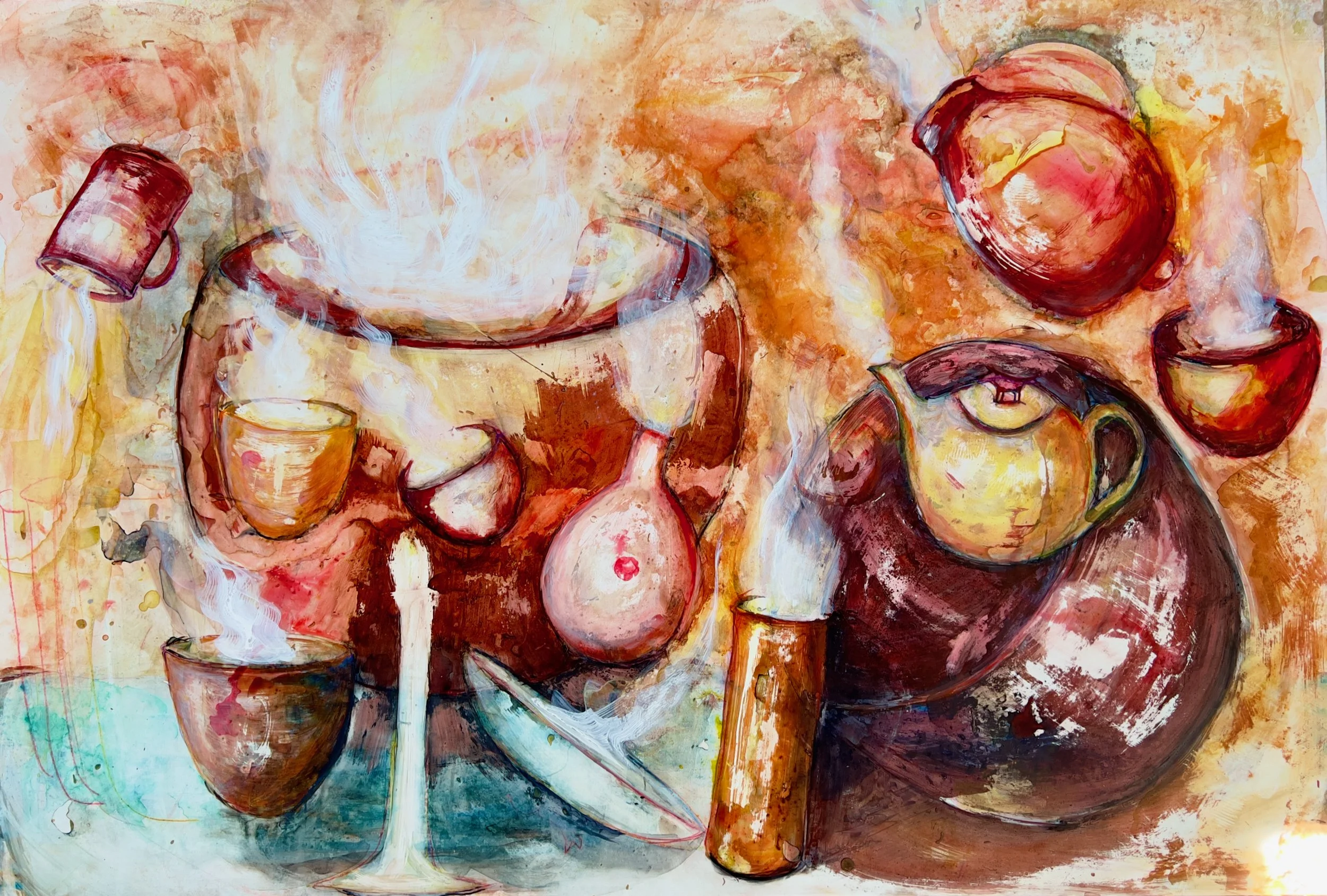 Fired, Large Abstract Watercolour