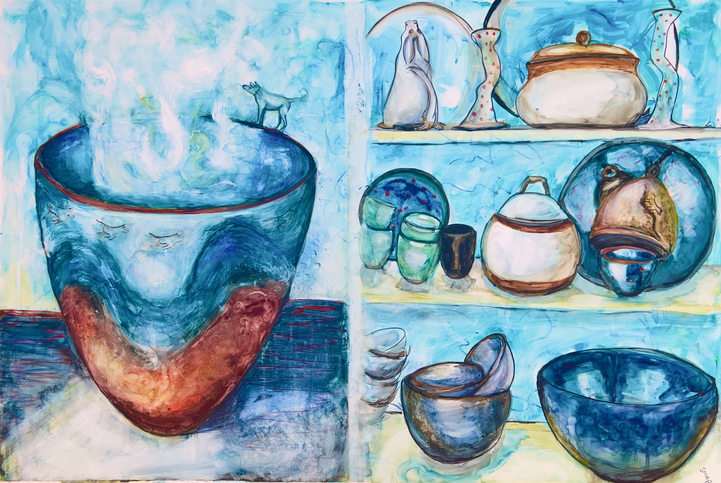 Studio Shelfie, Large Whimsical Watercolour