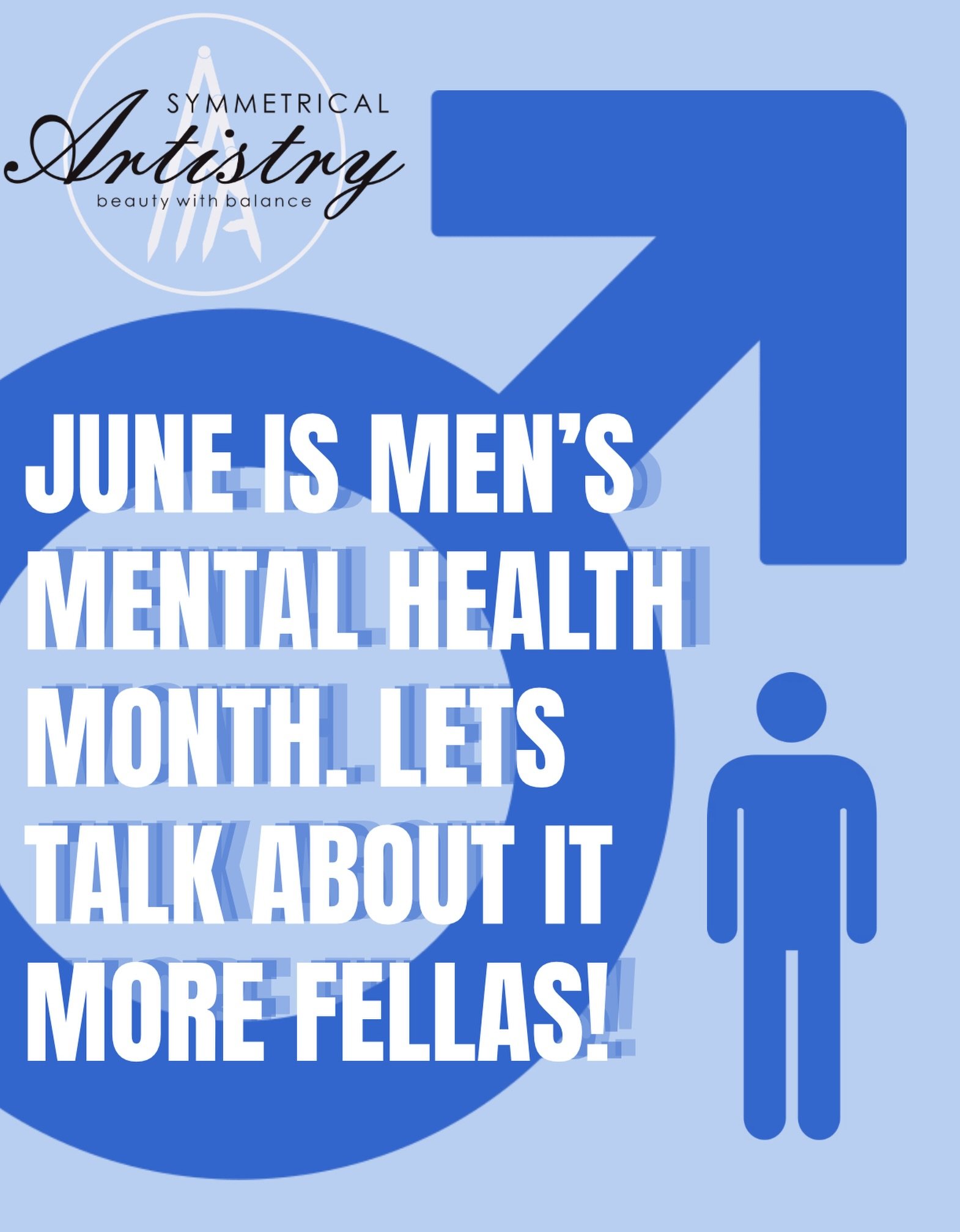 Check on the men in your life. 
Men&rsquo;s Mental Health Month 💙

Strong isn&rsquo;t staying silent. Strong is speaking up, reaching out, and taking care of your mental health.

📌 Did you know?
▪️ Men are often less likely than women to seek menta