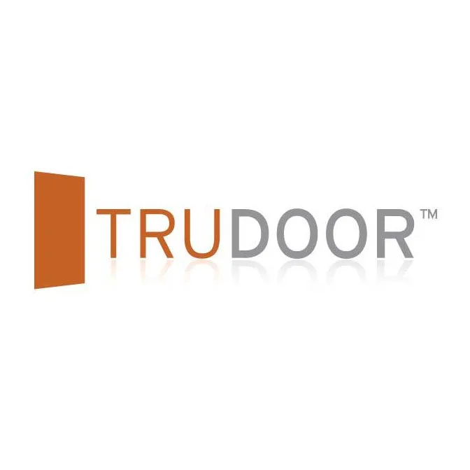 Logo for TRUDOR, featuring a brown door icon and the company name in brown and gray lettering.