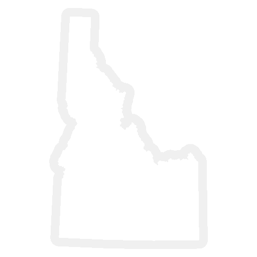 Outline of the state of Idaho in white on a blank background.