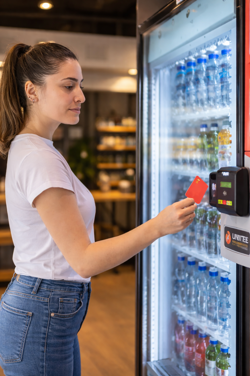 Healthy vending machine with fresh food and beverages