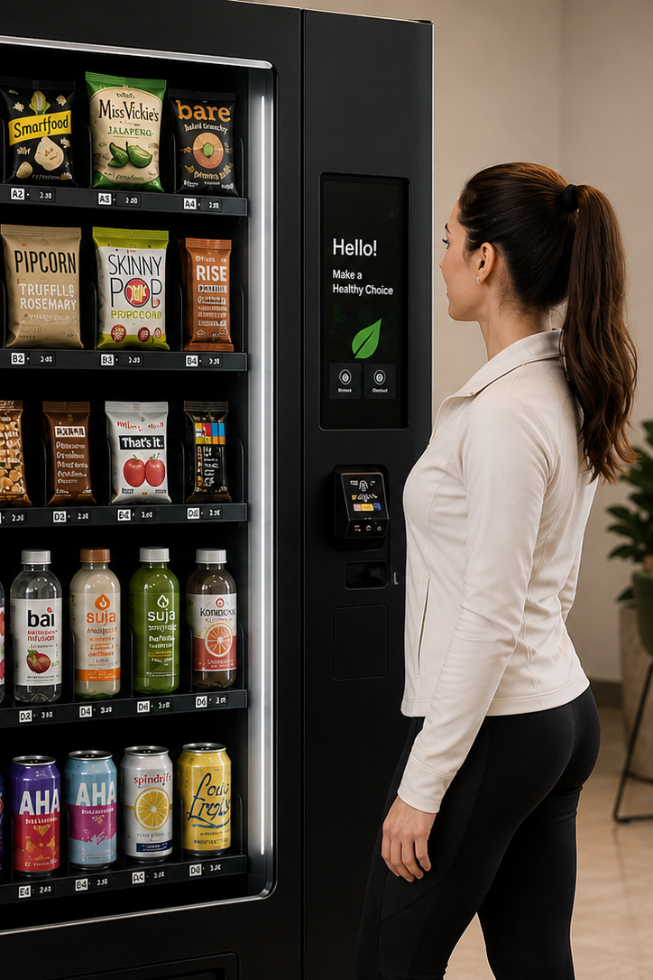 Healthy vending machine with snacks and drinks in a workplace