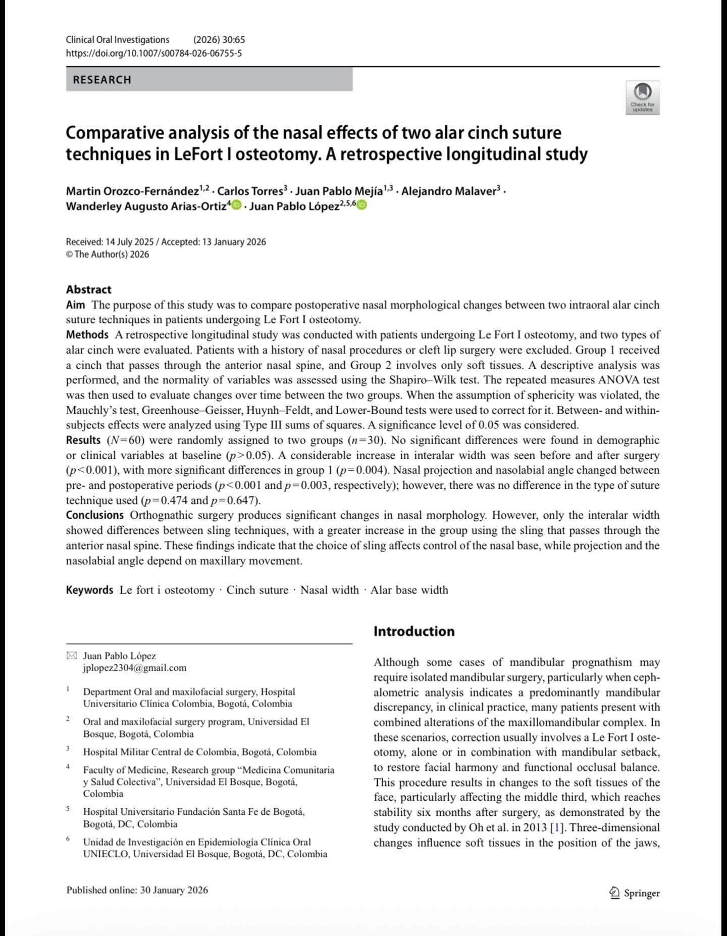 🇨🇴 Cirug&iacute;a Ortogn&aacute;tica 🇨🇴

📚 Primera publicaci&oacute;n cient&iacute;fica de 2026 👊🏻

En este estudio comparamos, junto a grandes colegas
@martinmaxilo @maxilotorres @jplopez2304 @malaver_c_
dos t&eacute;cnicas de cincha alar uti