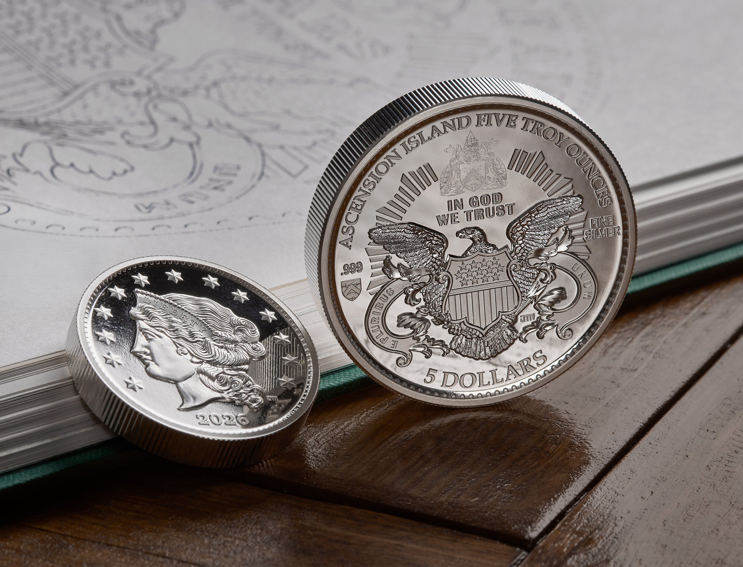 The Mercanti Morgan coin collection, featuring a modern reinterpretation of the classic Morgan Dollar created from original John Mercanti sketches and archival designs.