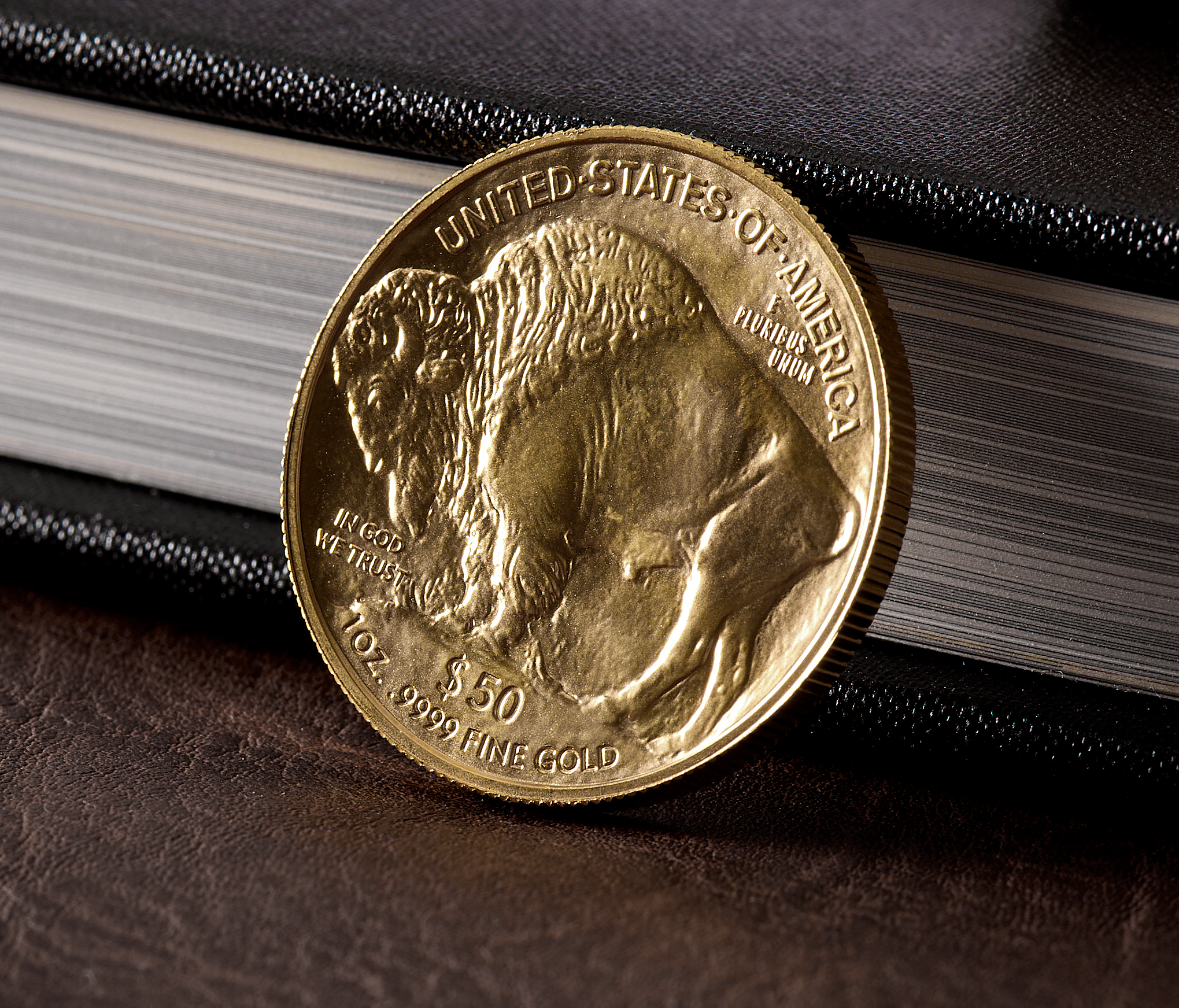 Close-up of the American Gold Buffalo coin, a modern adaptation of James Earle Fraser's iconic Buffalo Nickel design, produced under the leadership of U.S. Mint Chief Engraver John Mercanti.