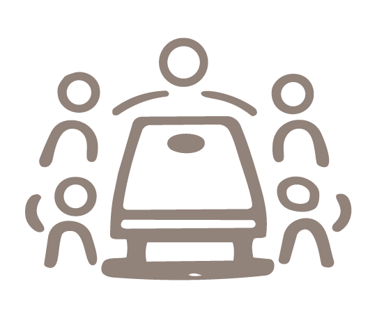 Icon of a group of six people gathered.