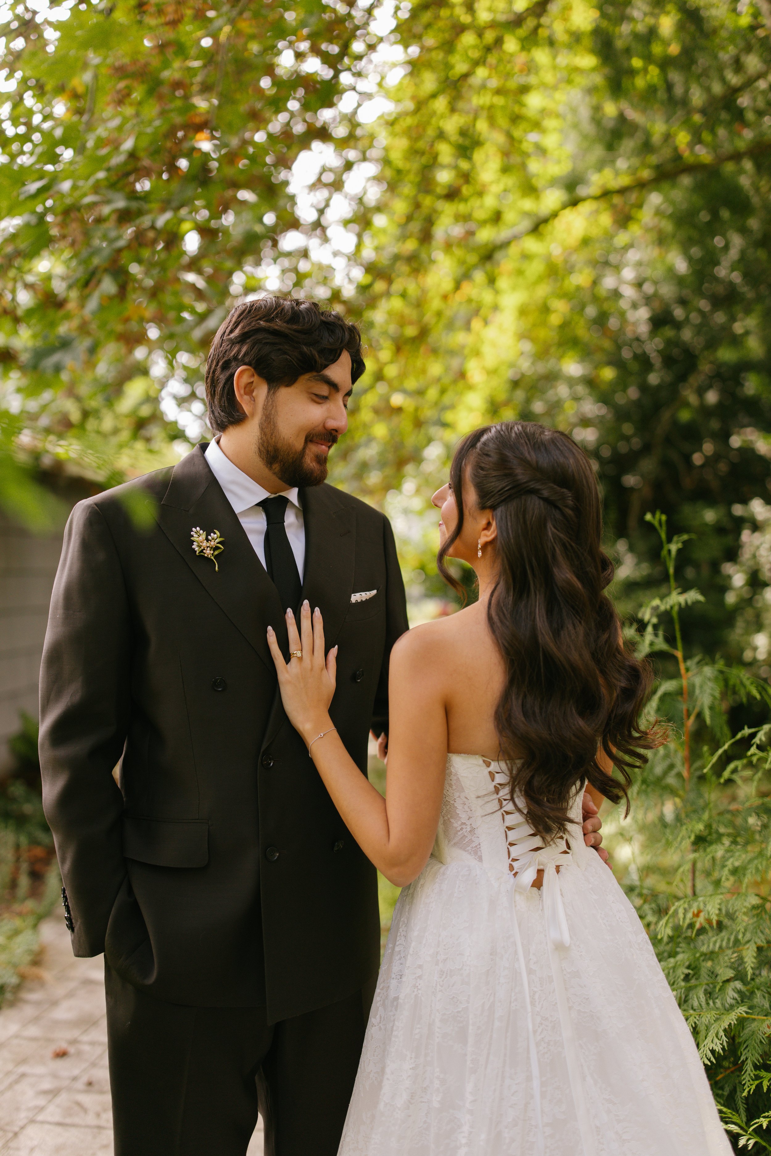 Twisted sides half up with soft waves for our Bride Tanya. Hair by Meghann, makeup by Katya