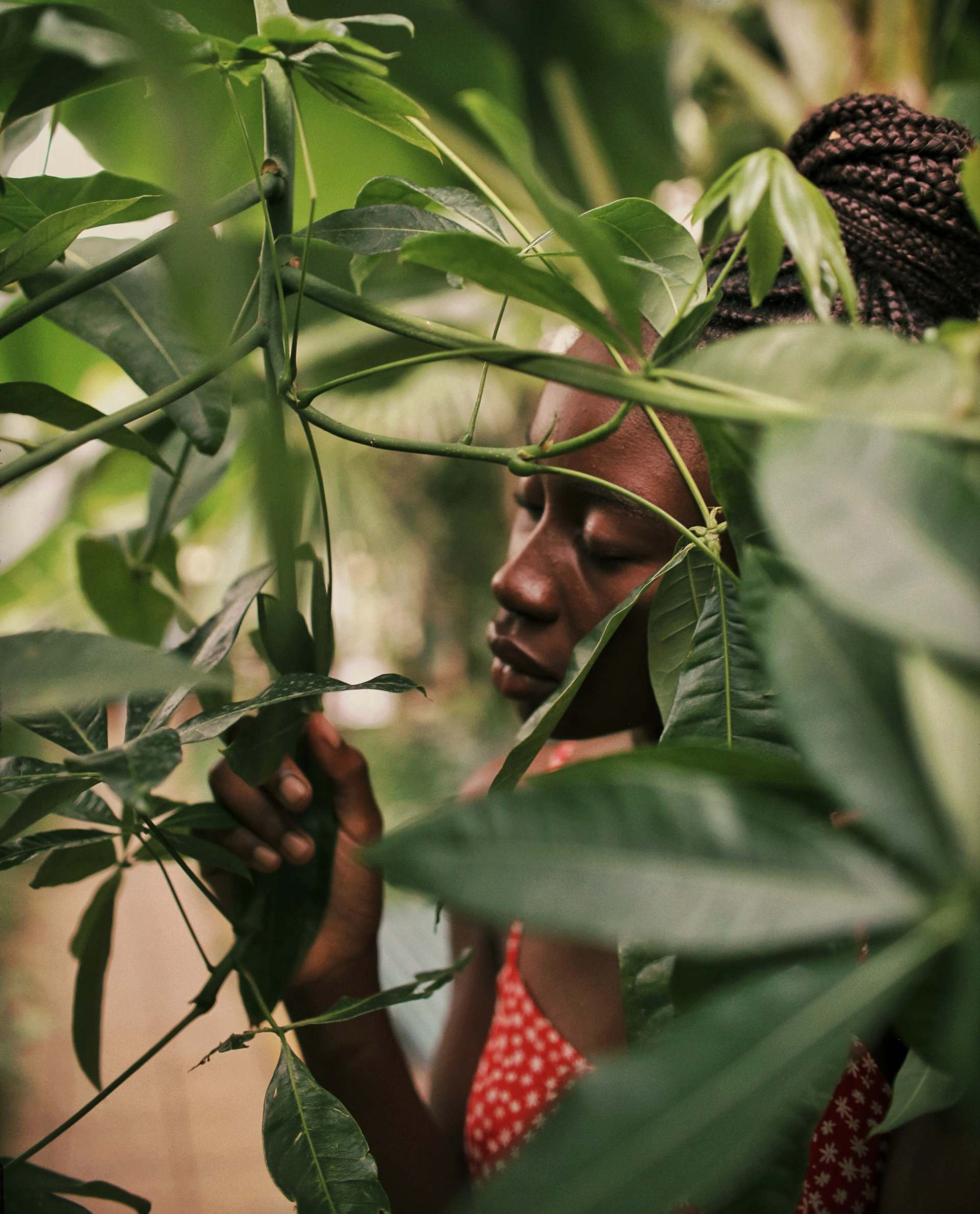 Black woman connecting with nature at a lush jungle retreat in Costa Rica