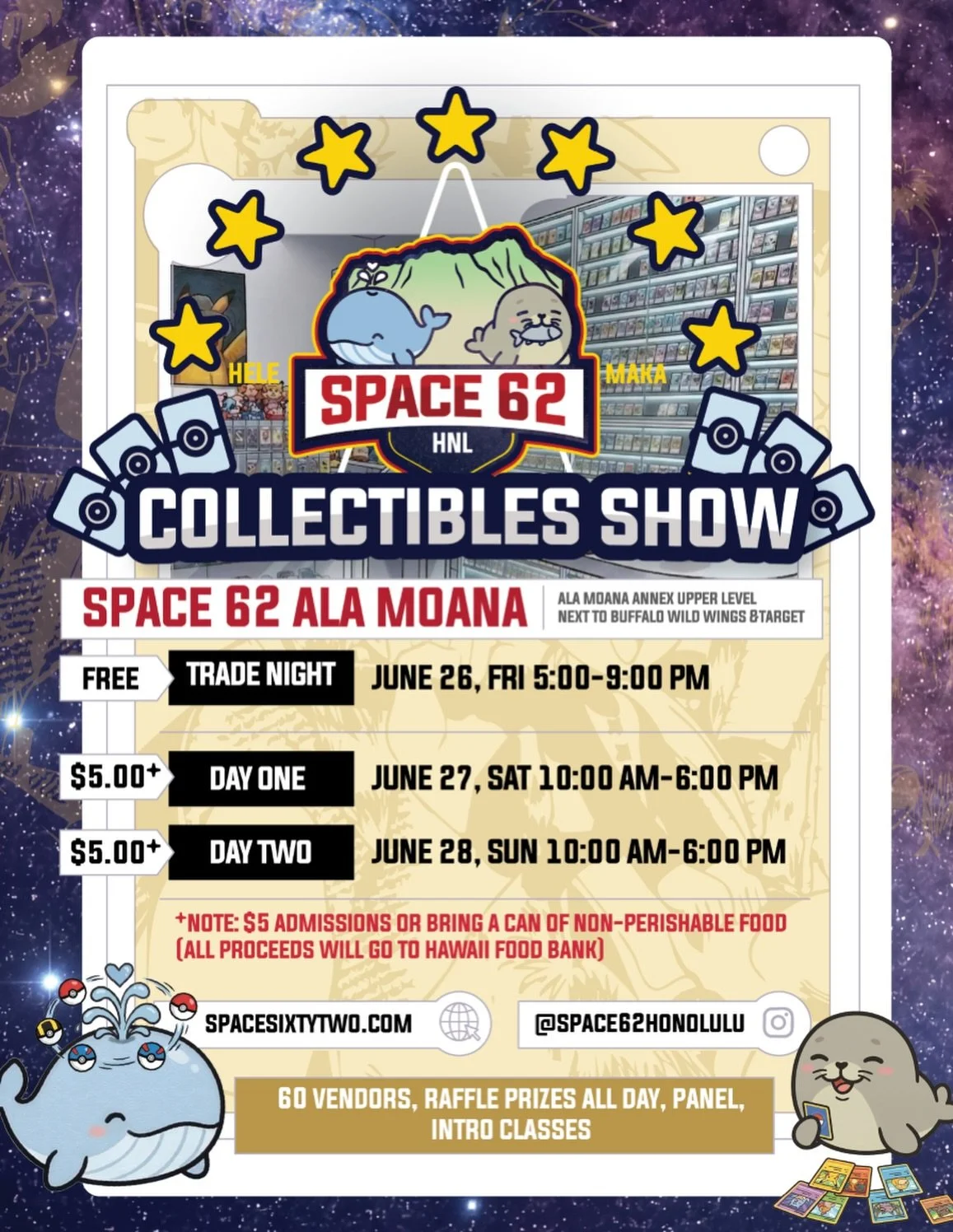 Get ready, Honolulu! We are taking over the Ala Moana Annex for a massive three-day weekend celebrating everything TCG and collectibles. 🃏✨

🗓 The Schedule:
&bull; Friday, June 26 (5PM&ndash;9PM): FREE Trade Night!
&bull; Sat &amp; Sun, June 27&nda
