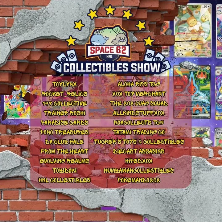 🚨 THE LINEUP IS OFFICIALLY LOCKED IN! 🚨

Get your wishlists ready and clear your schedules, because the ultimate collectibles weekend is coming to Space 62 this June!

Whether you are chasing rare TCG grails, vintage toys, sports cards, or local co