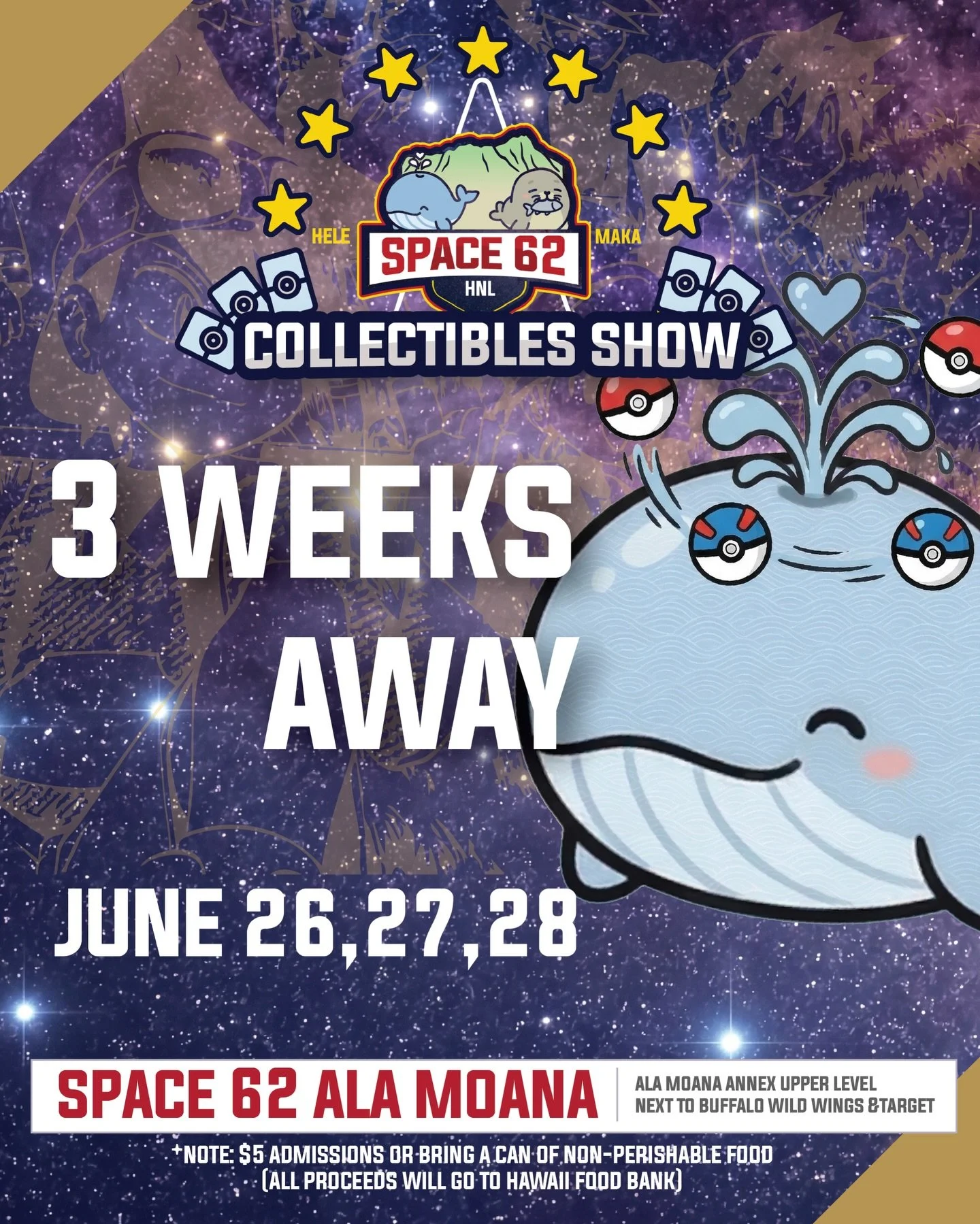 Get ready!

Only 3 weeks until our very first Collectibles Show at Ala Moana 🚀

Keep an eye on our feed as we announce everything you can look forward to over the exciting 3 Day Weekend we have planned for everyone June 26, 27, &amp; 28.

Image Prov