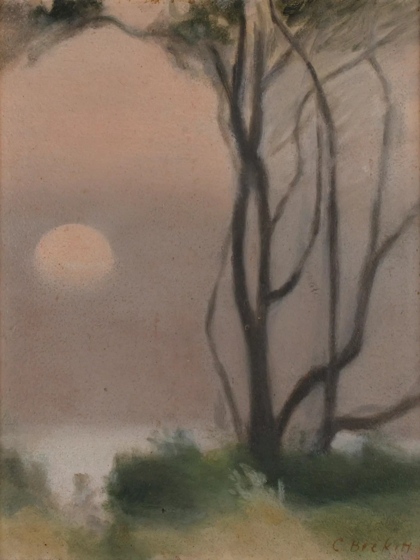 Clarice Beckett, Saturday, 1902-35, Melbourne, oil on pulpboard, 30.5 x 23.7 cm