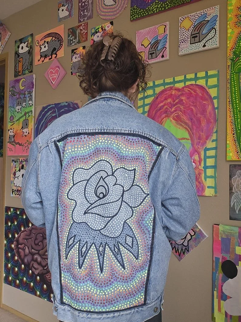 Sherpa-lined denim rose jacket