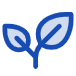 Silhouette of a simple, stylized plant with two leaves