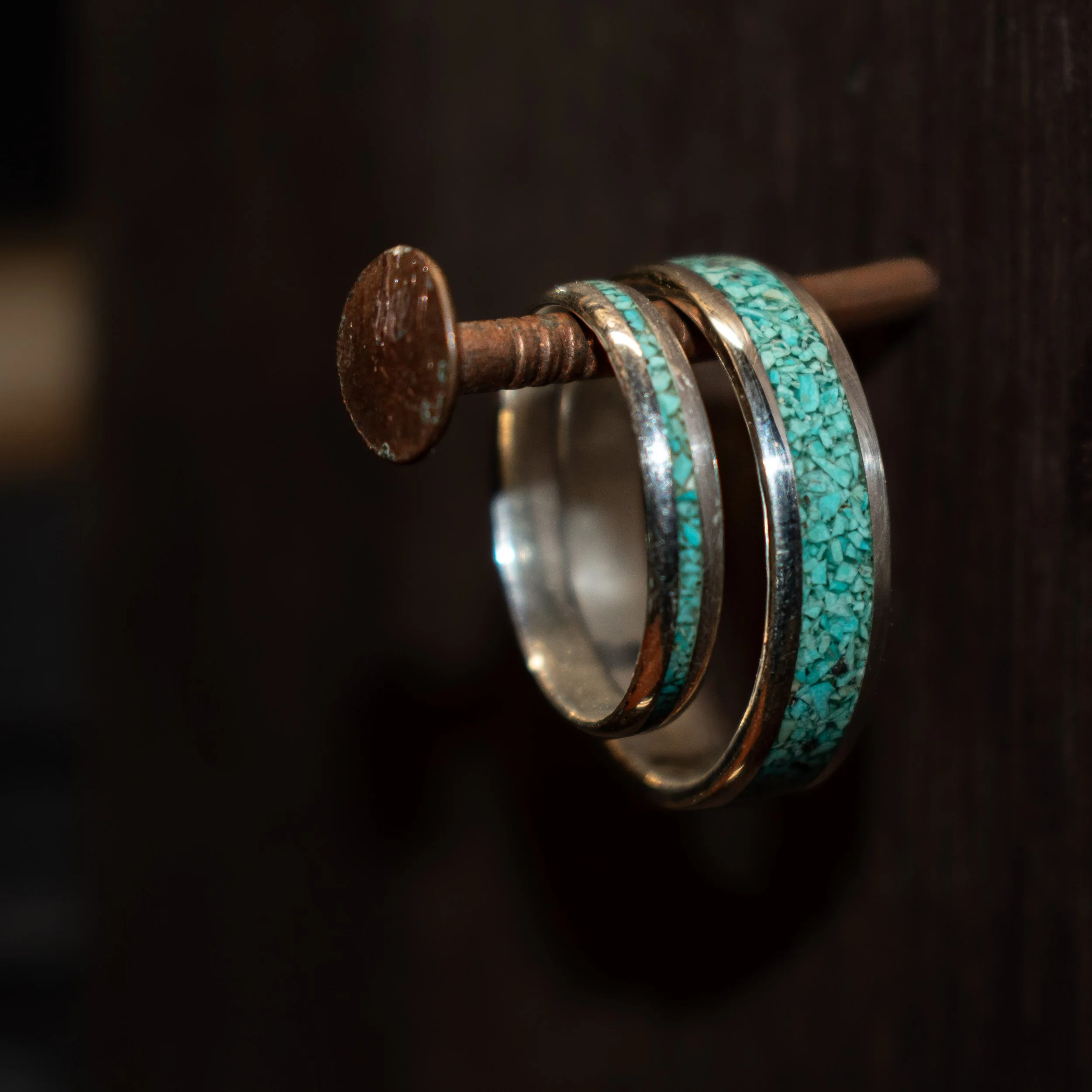 Silver Caelum - His & Hers - Turquoise Silver Band