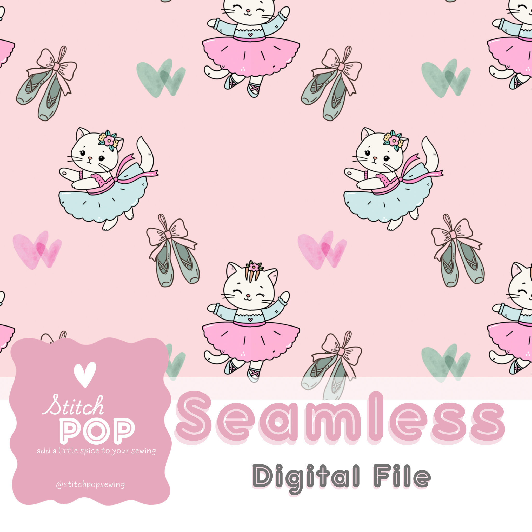 Kitty Ballerinas on Pink - Seamless File