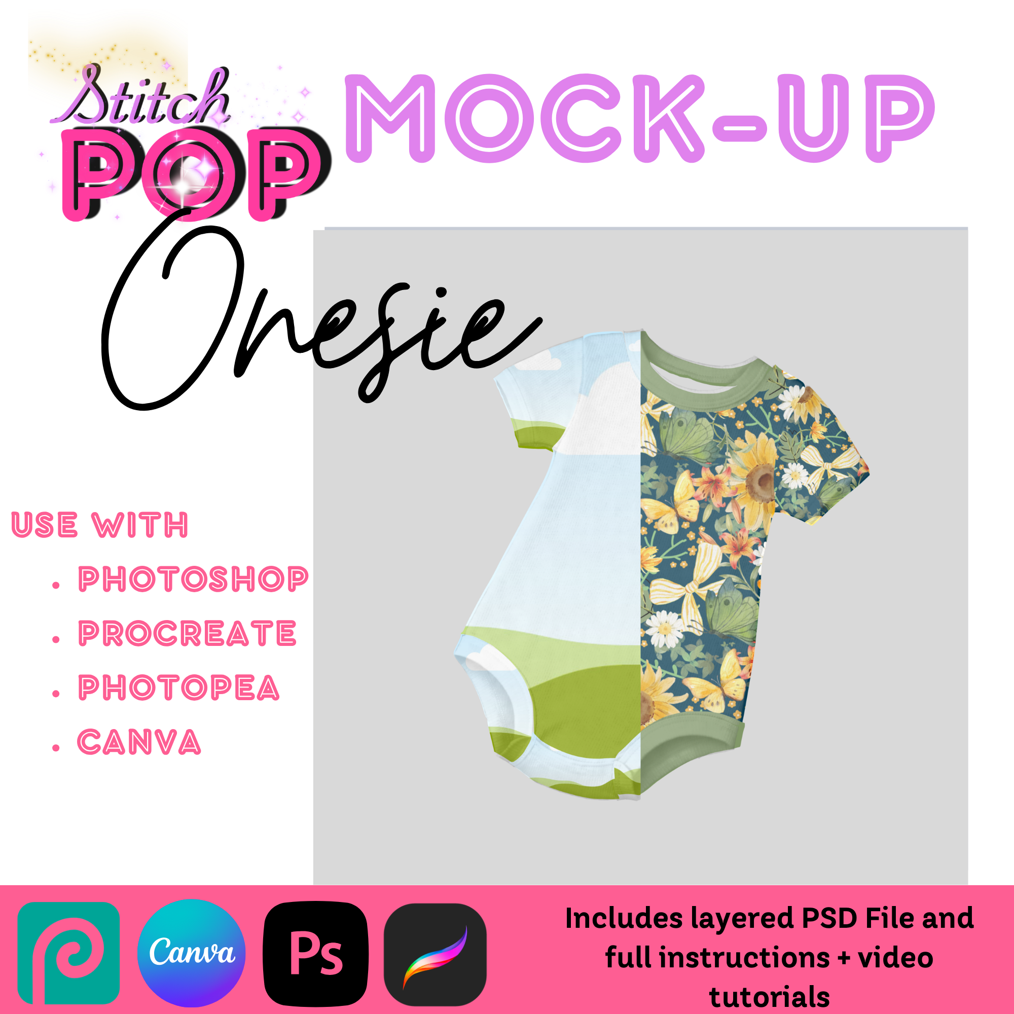 RSD Onesie CANVA, PS, Procreate - Mockup