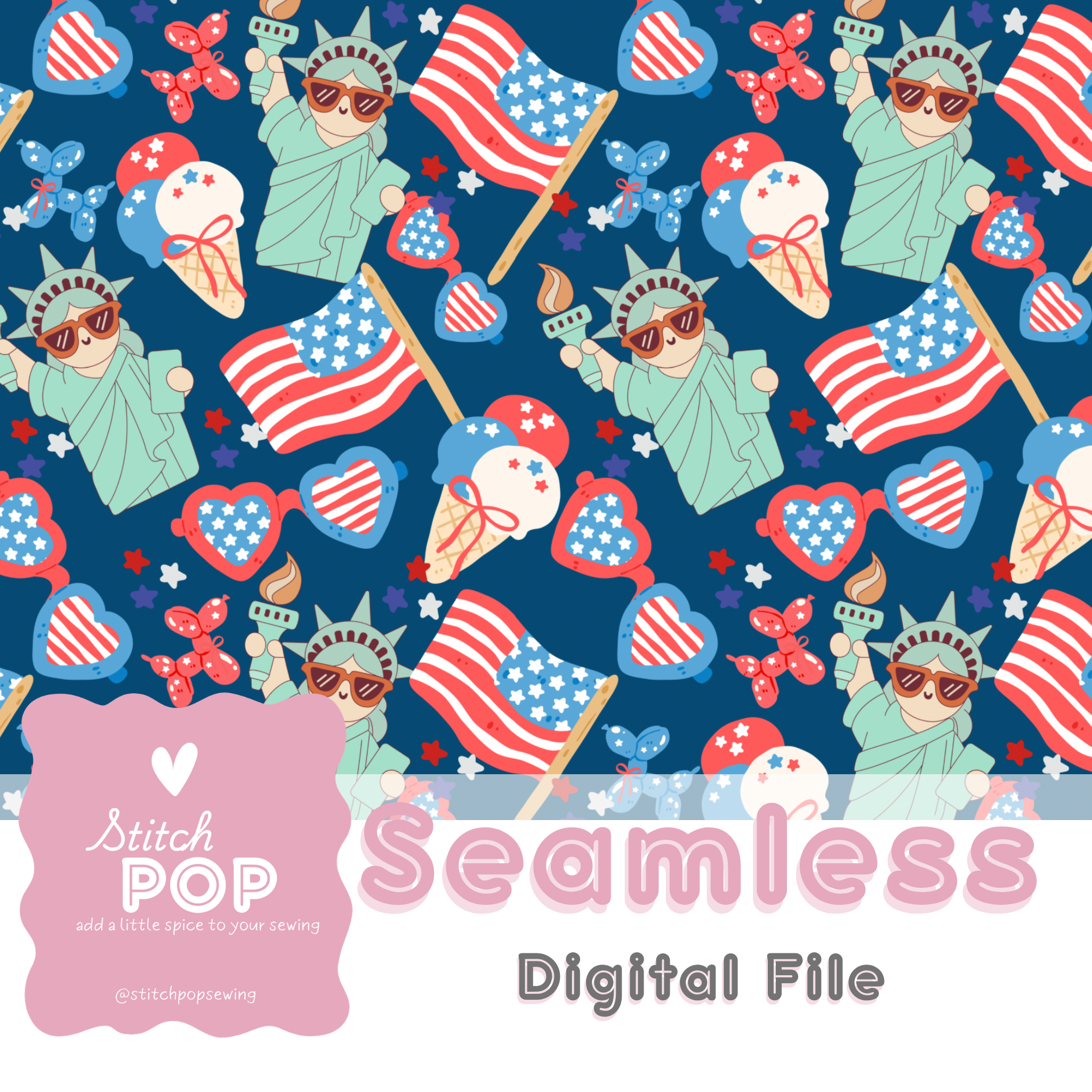 Lady Liberty Navy  - Seamless File
