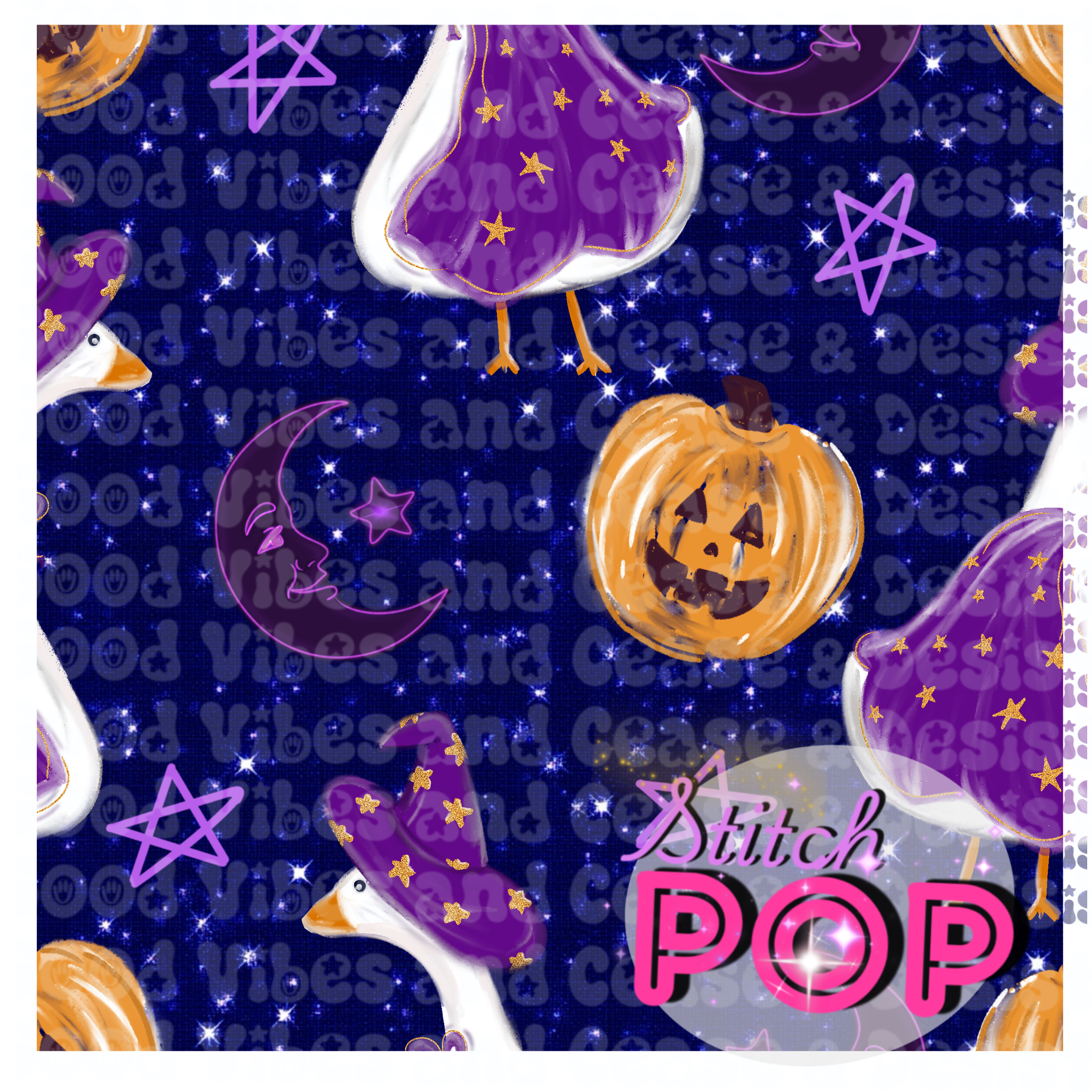 Witchy Goose Blue  -Seamless File