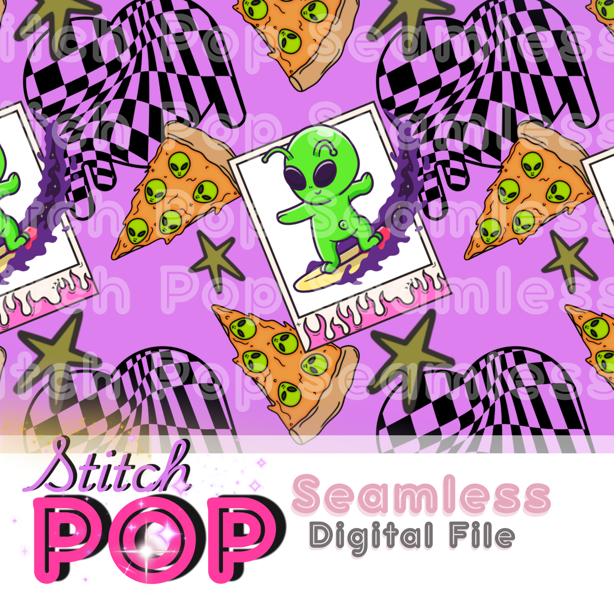 Alien Pizza Purple  -  Seamless File