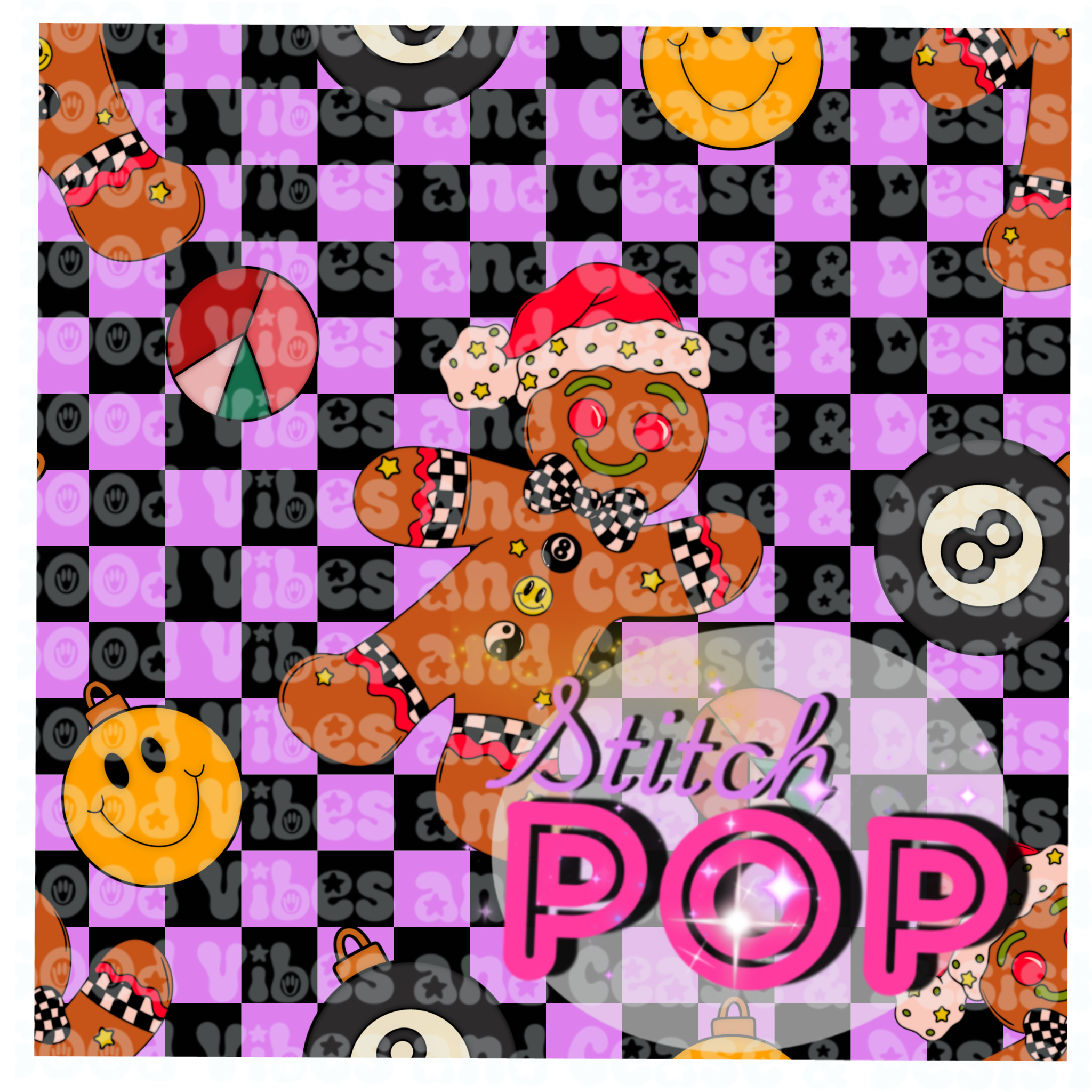 Gingerbread Checkers Purple -Seamless File
