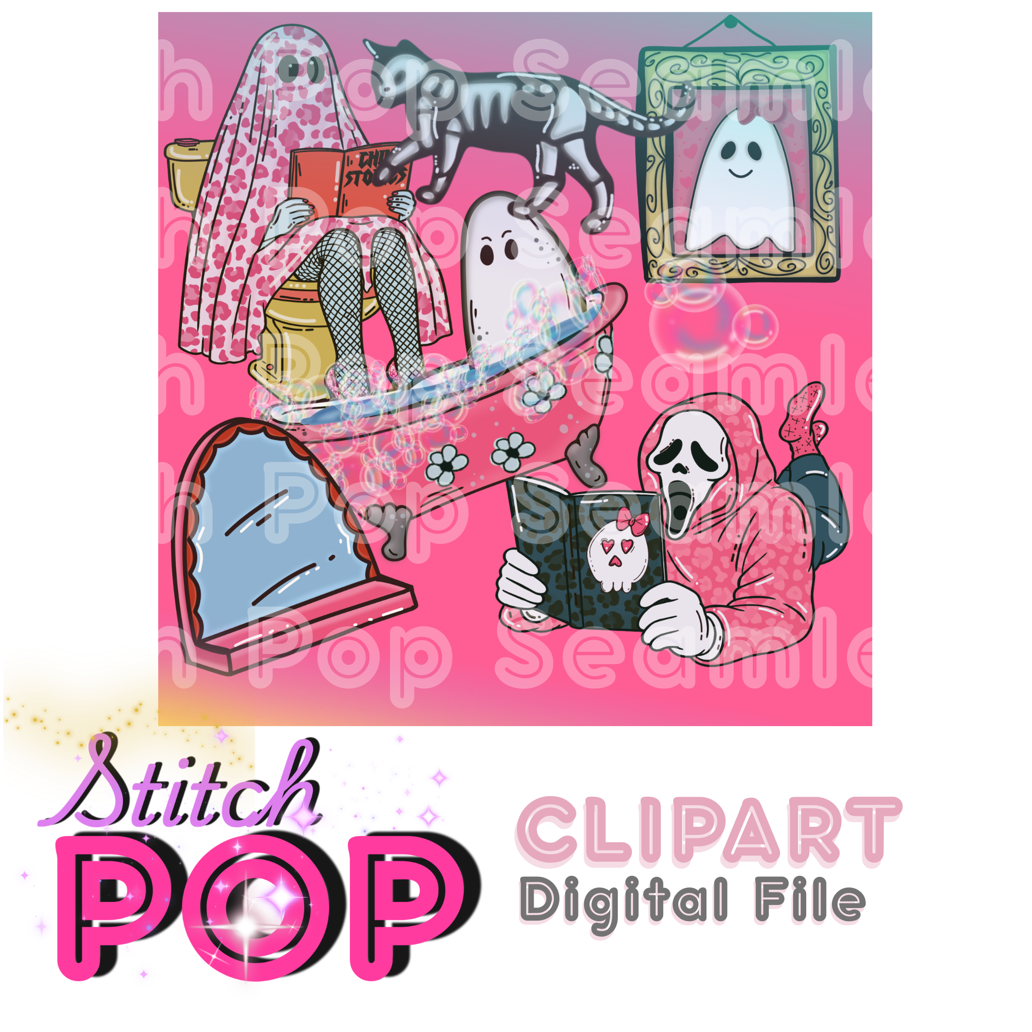 Spooky Bathroom Clipart- Clipart  Files
