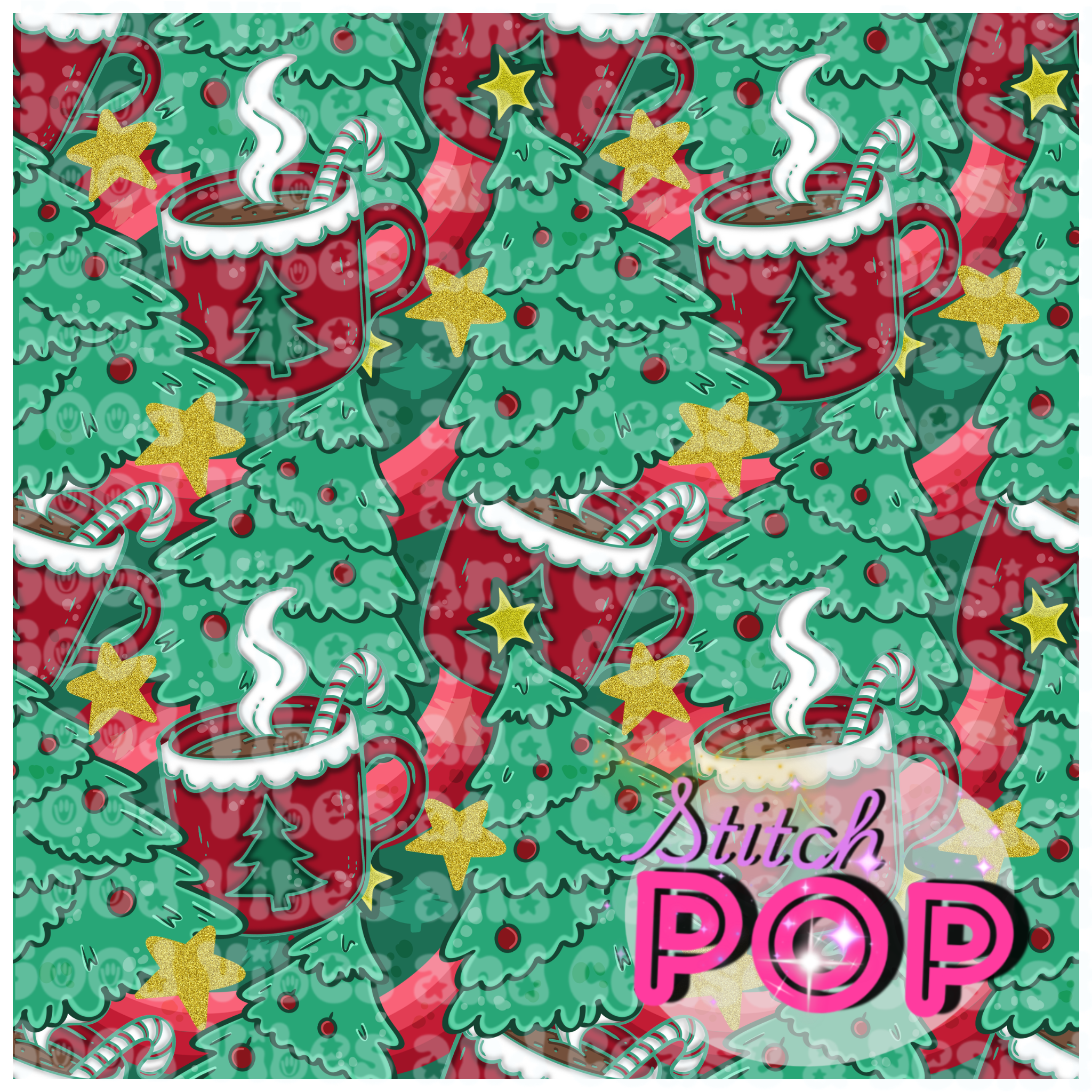 Cocoa Christmas Green -Seamless File