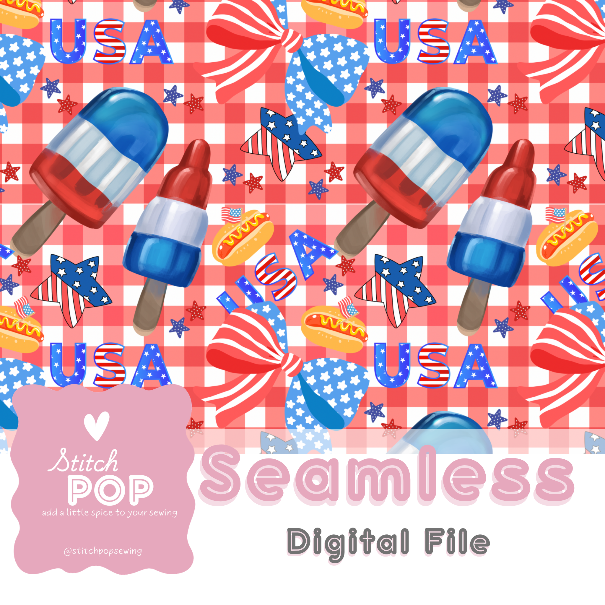 USA Picnic Red Gingham - Seamless File