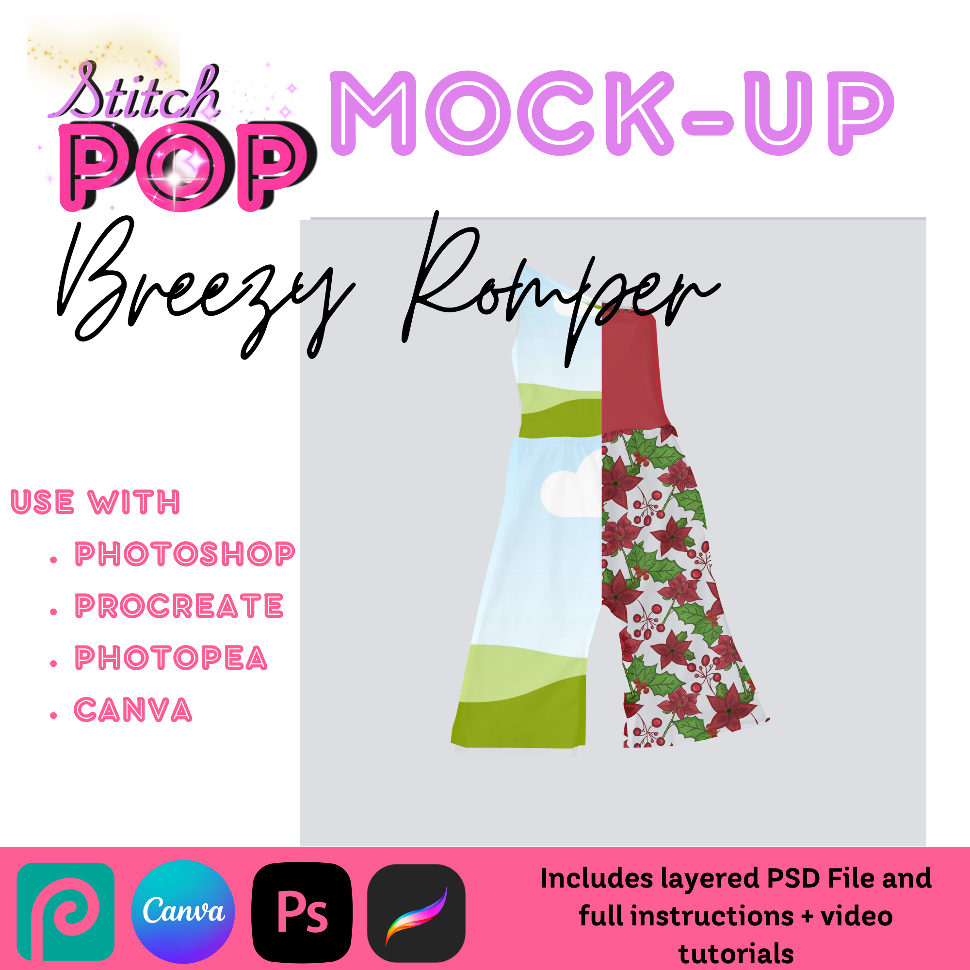 RSD Breezy Romper CANVA, PS, Procreate - Mockup