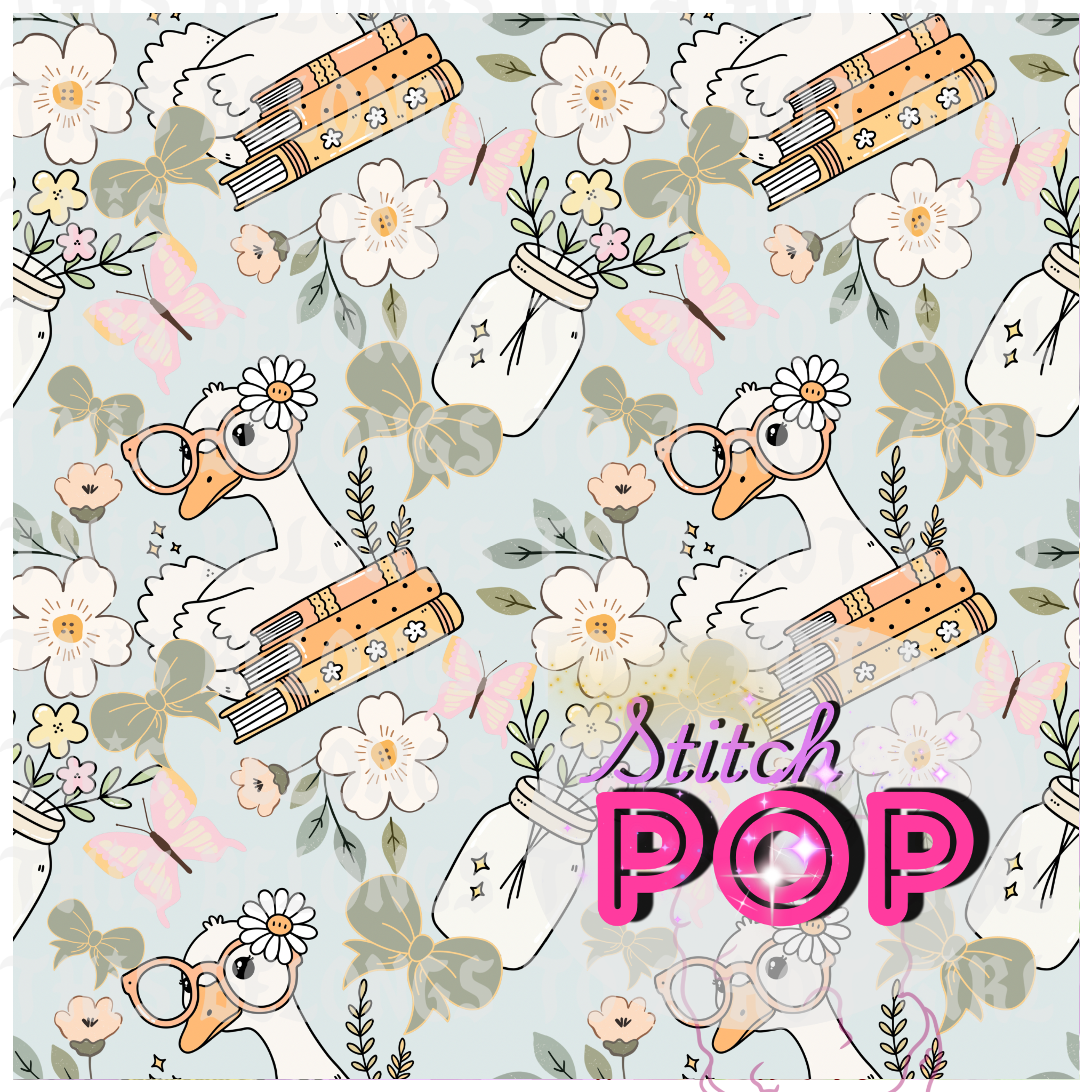Bookish Goose Blue - Seamless File