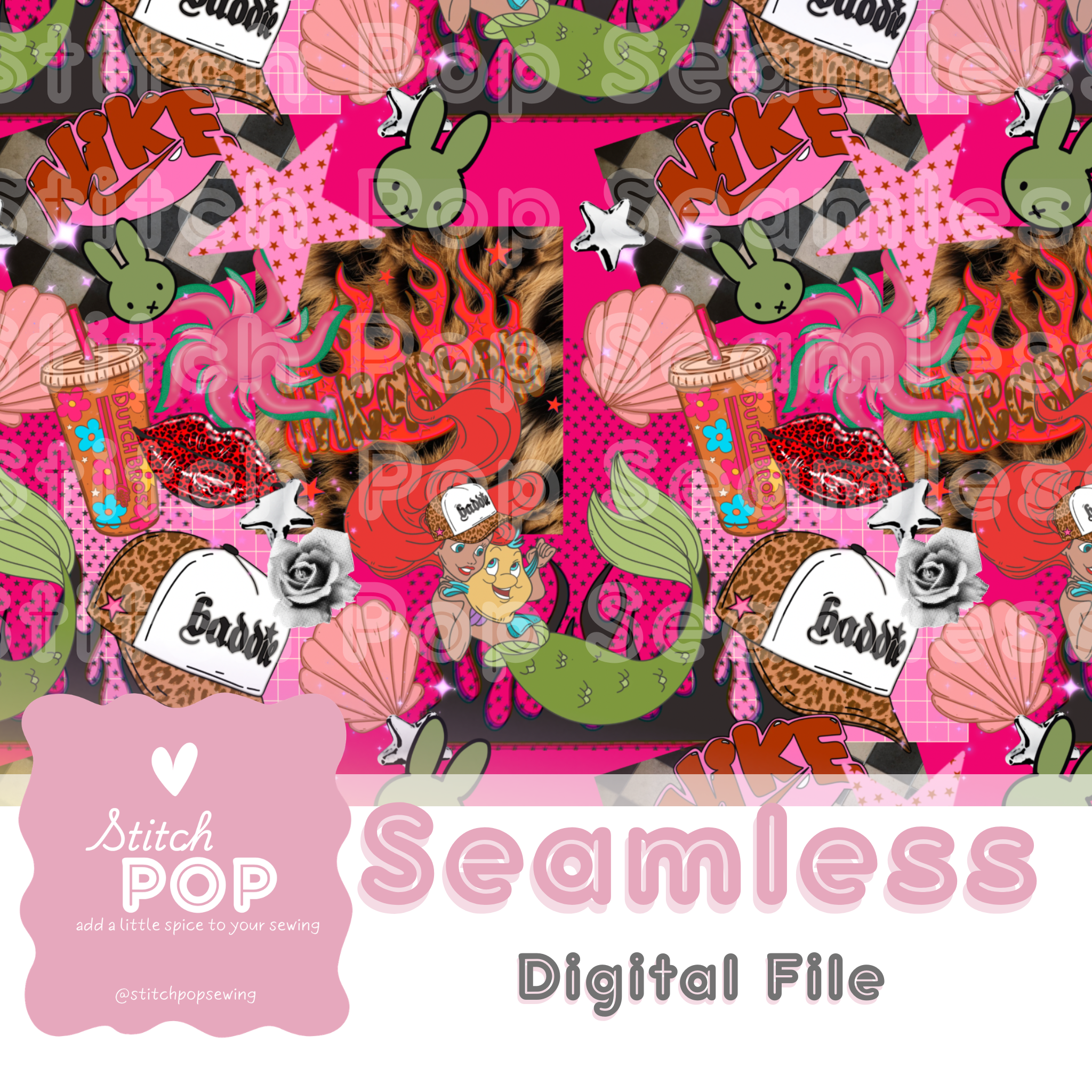 Pink Baddie Junk Collage - Seamless File