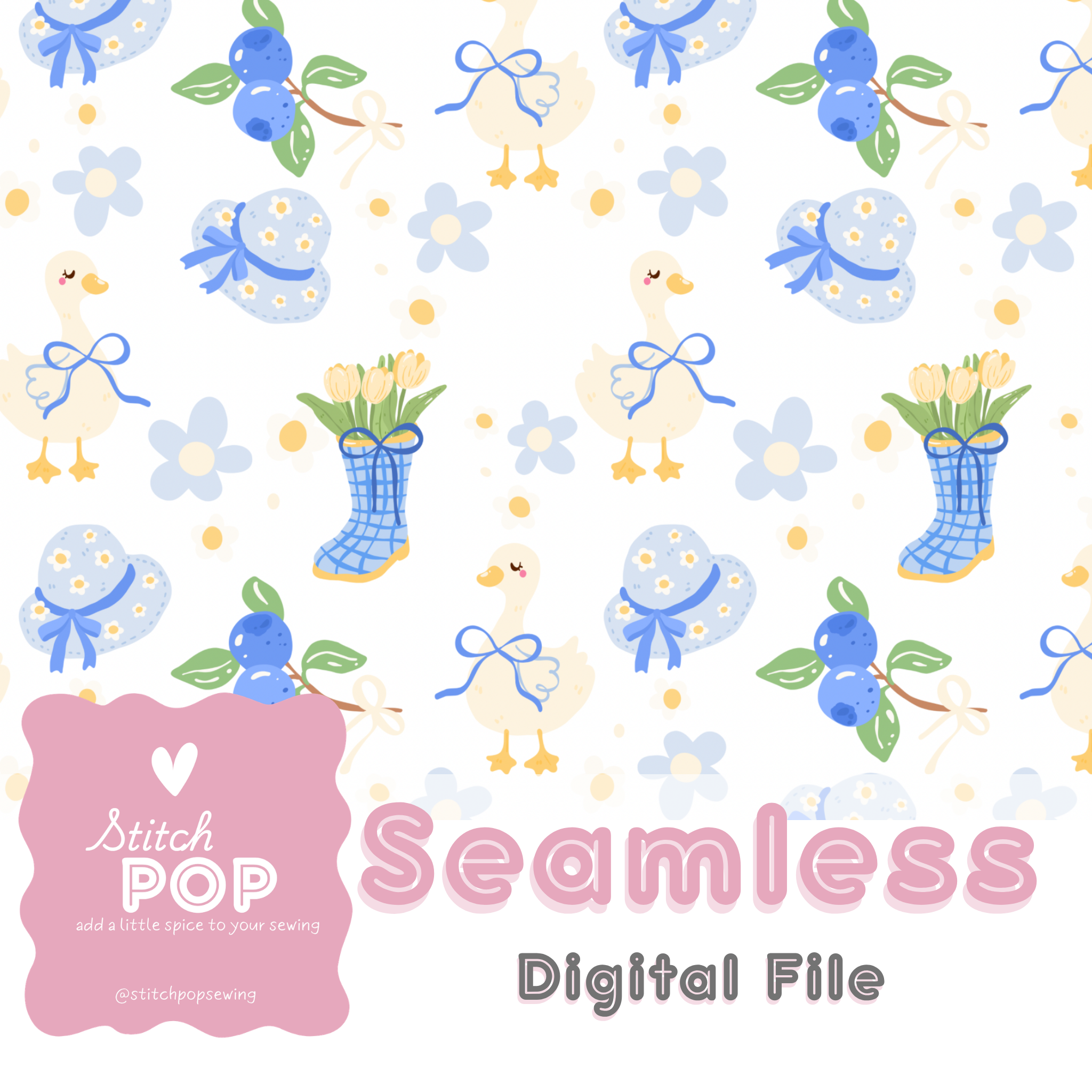 Spring Geese White - Seamless File