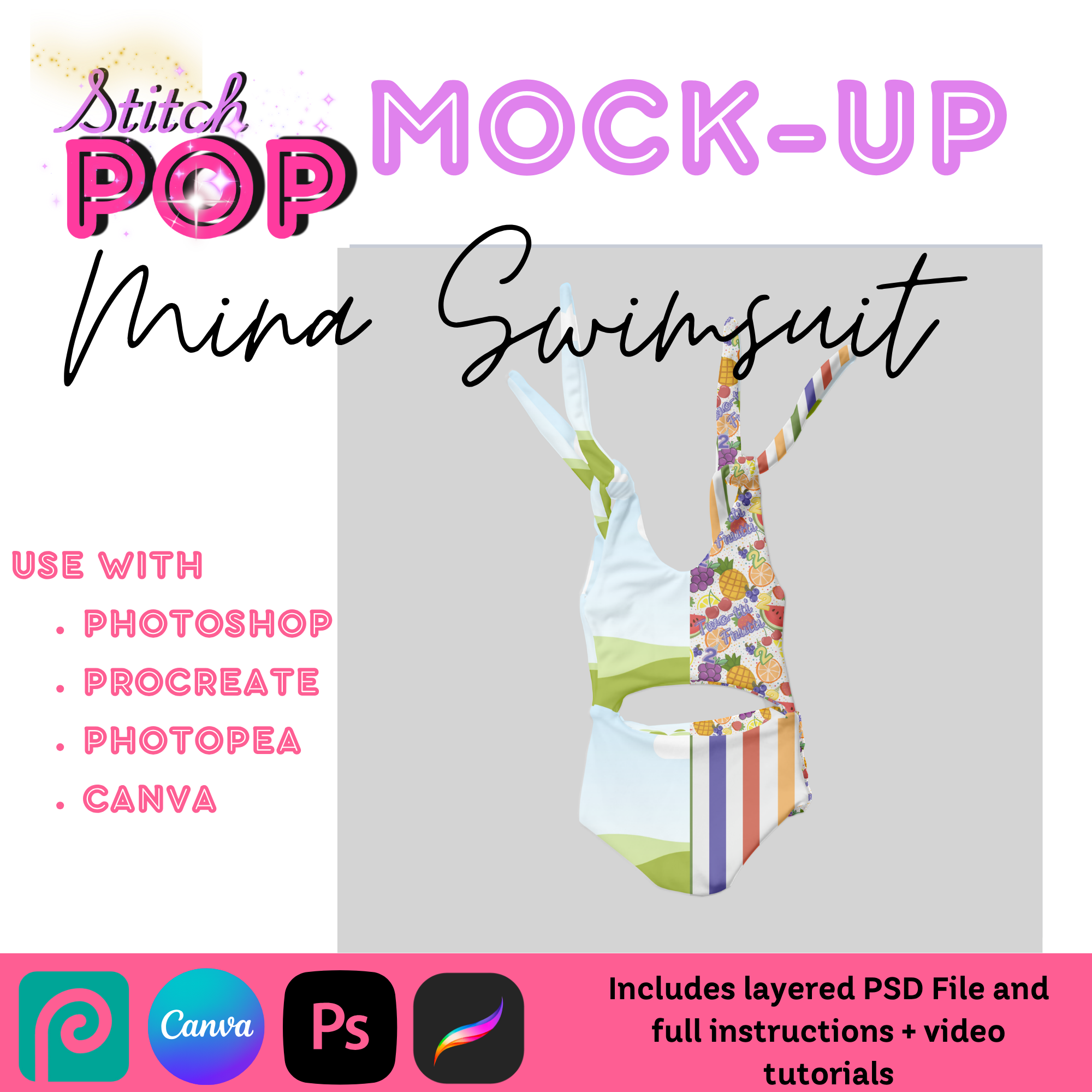 RSD Mina Swimsuit CANVA, PS, Procreate - Mockup