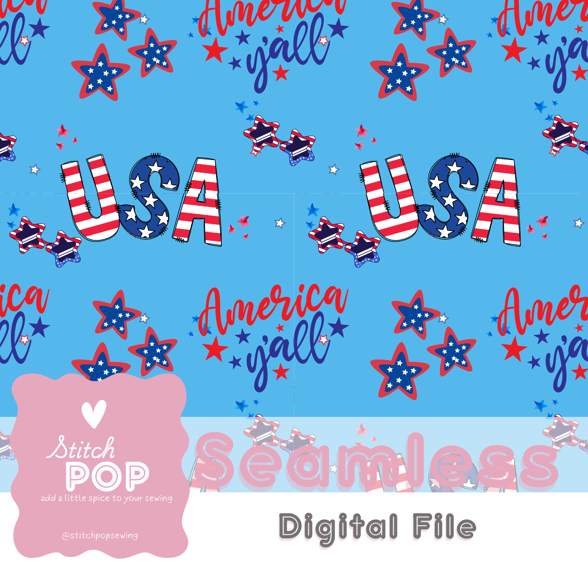 America Y'all Blue - Seamless File