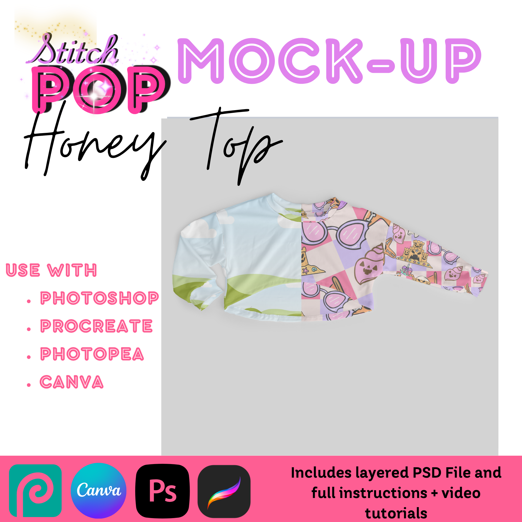 RSD Honey Top CANVA, PS, Procreate - Mockup