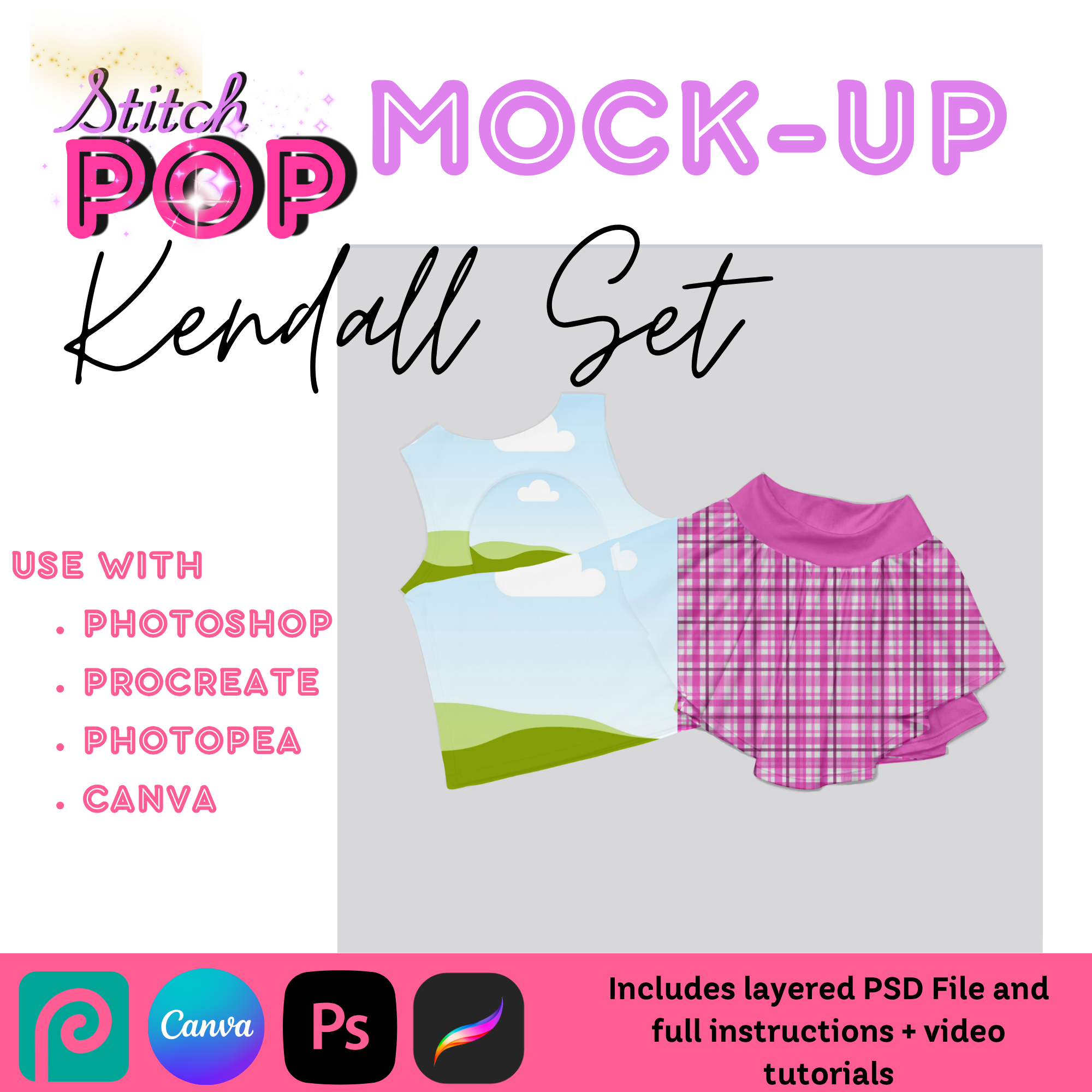 RSD Kendall Set CANVA, PS, Procreate - Mockup