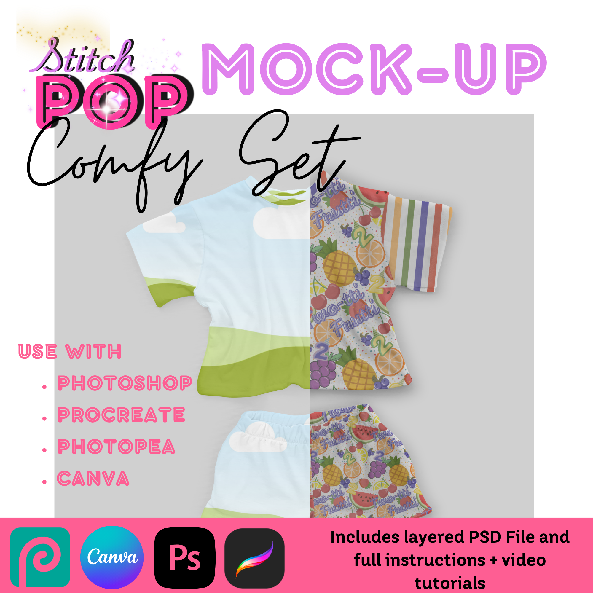 RSD Comfy Set Mockup - CANVA, PS, Procreate