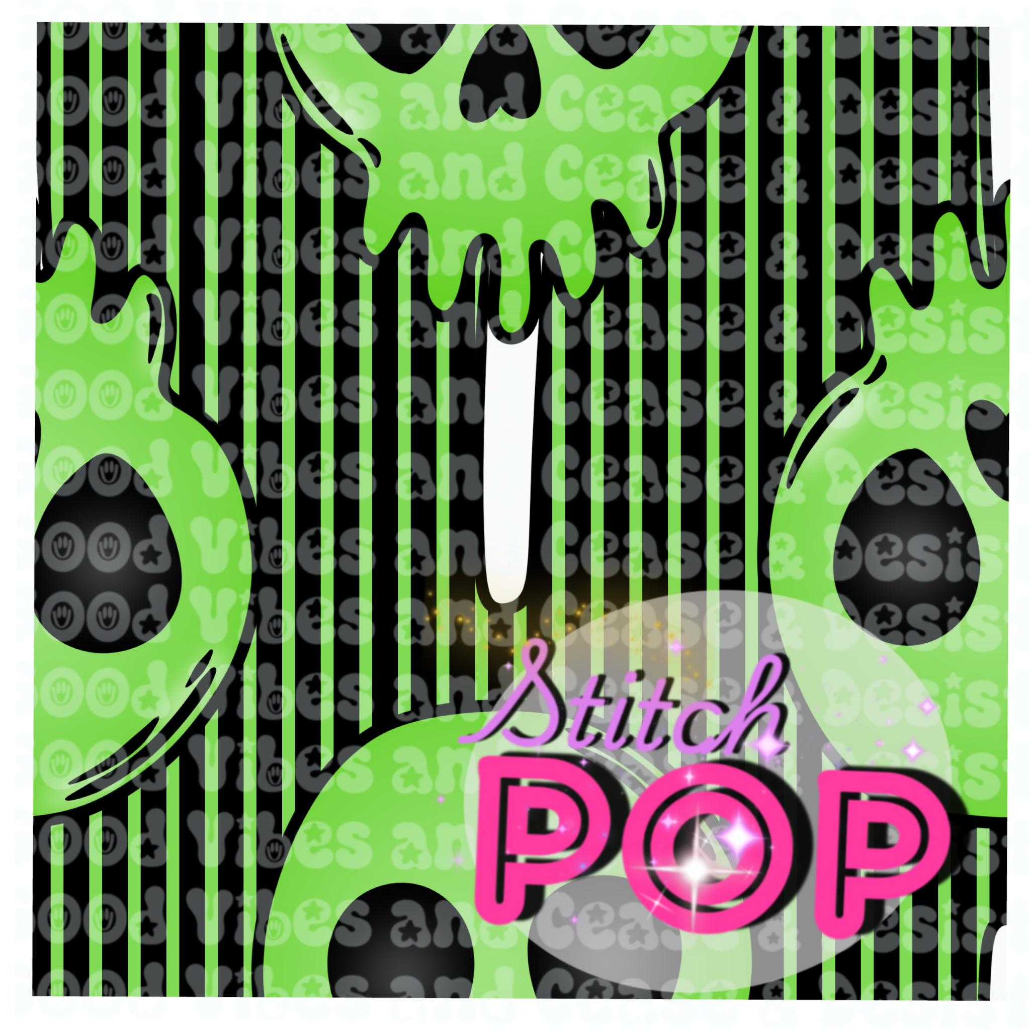 Poison Apple Stripes Green and Black -Seamless File