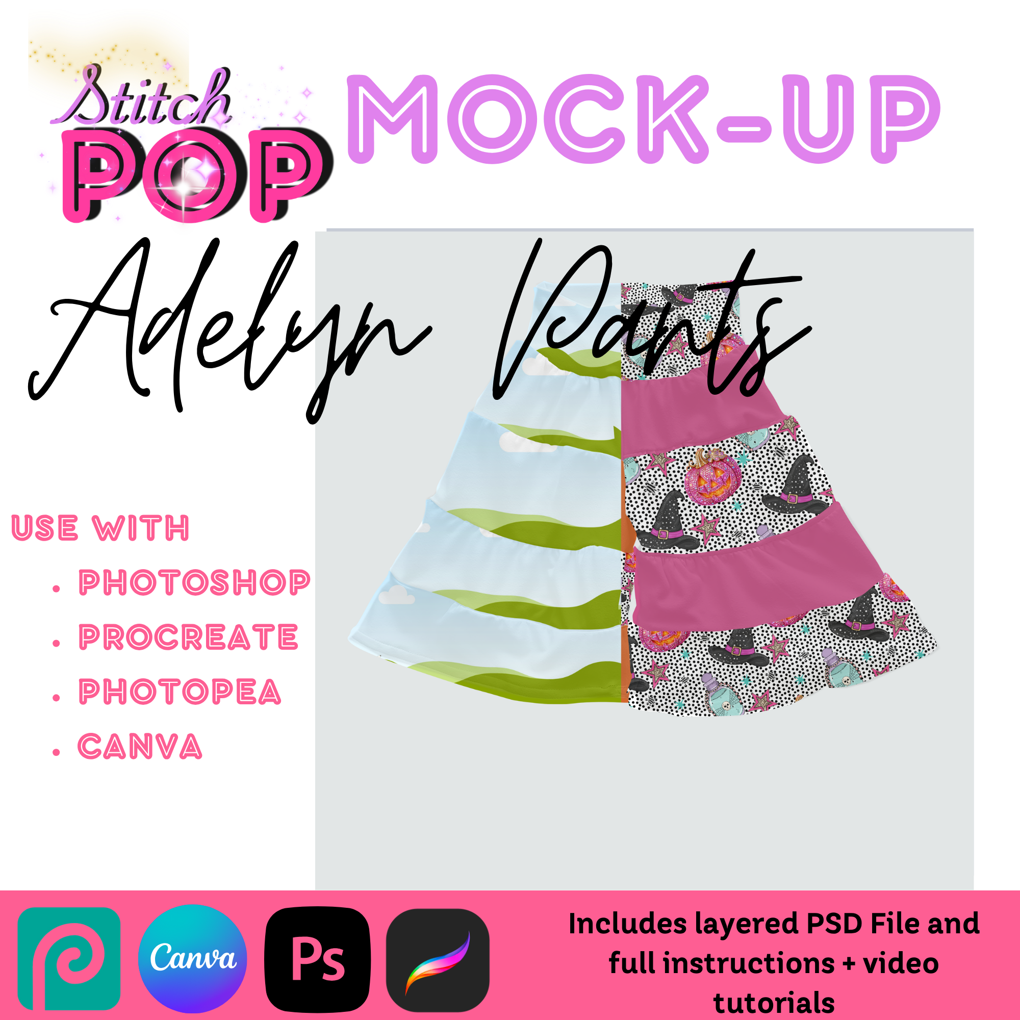 RSD Adelyn Pants CANVA, PS, Procreate - Mockup