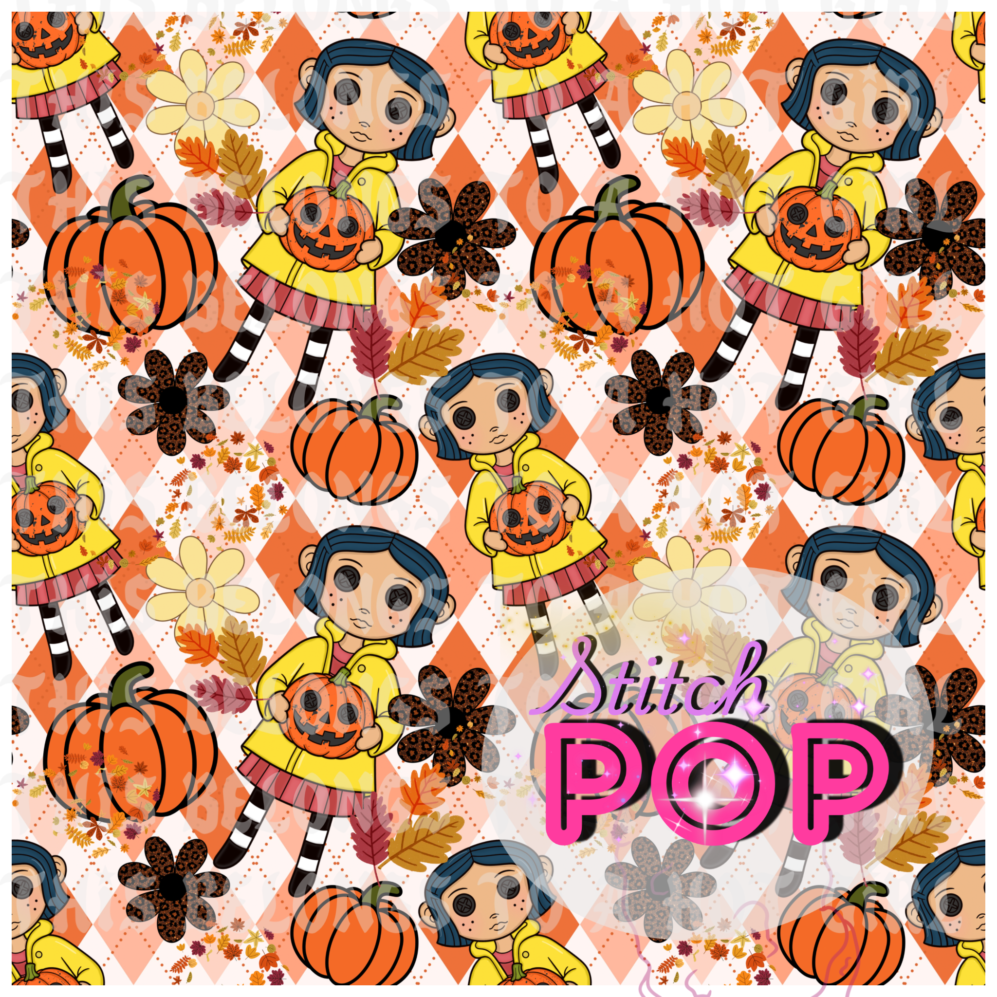 Button Girl Fall - Seamless File