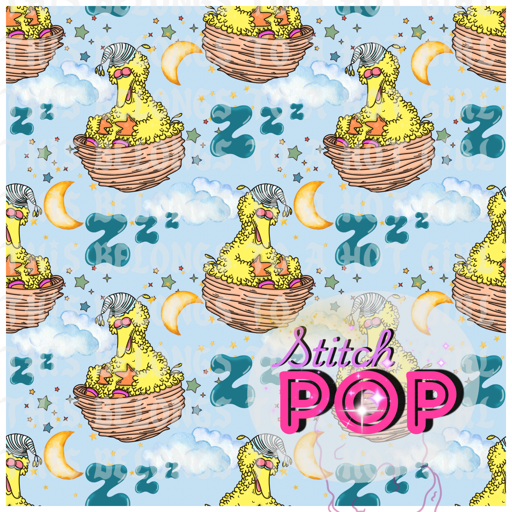 Sleepy Bird Blue - Seamless File