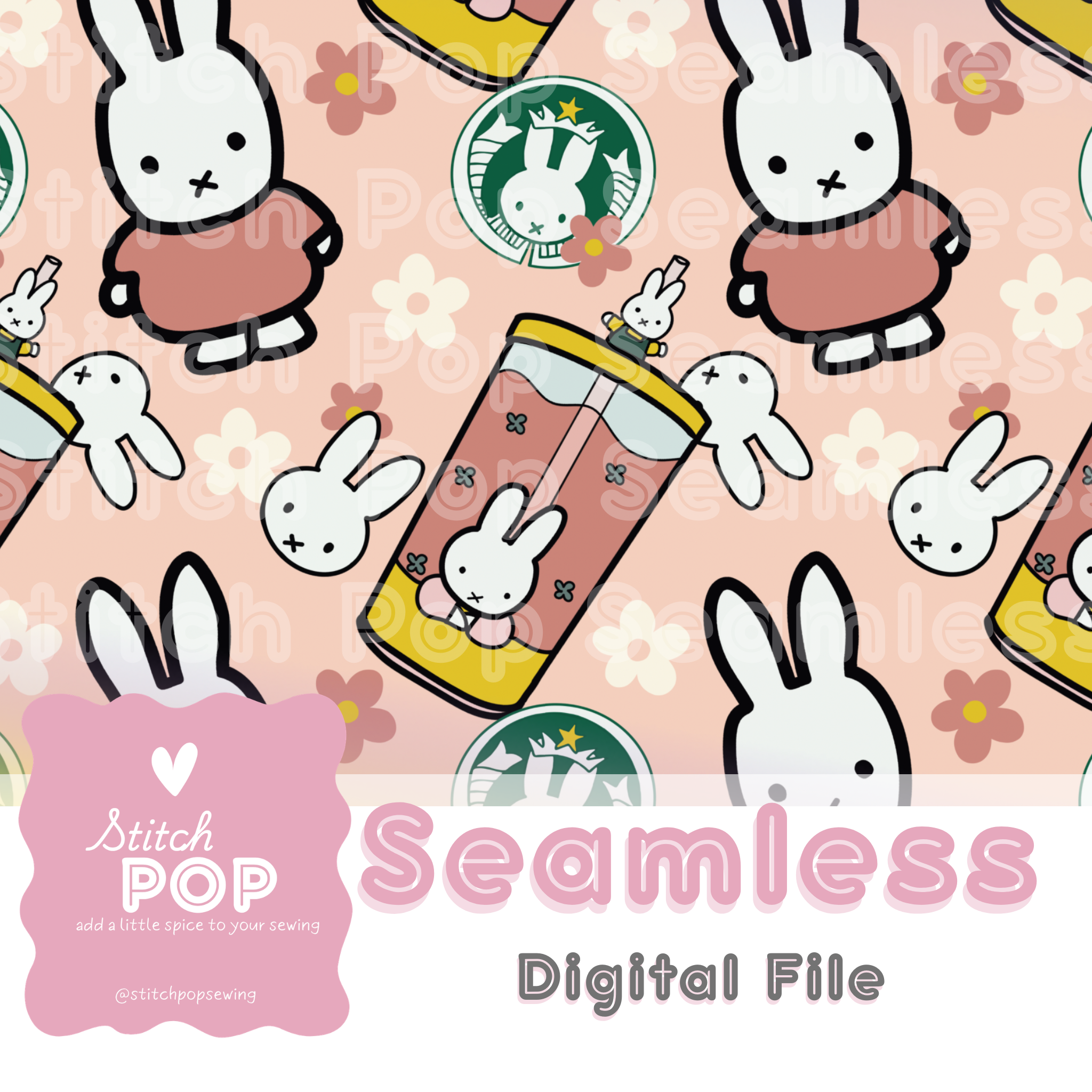 Miss Bunny Drink Peach - Seamless File