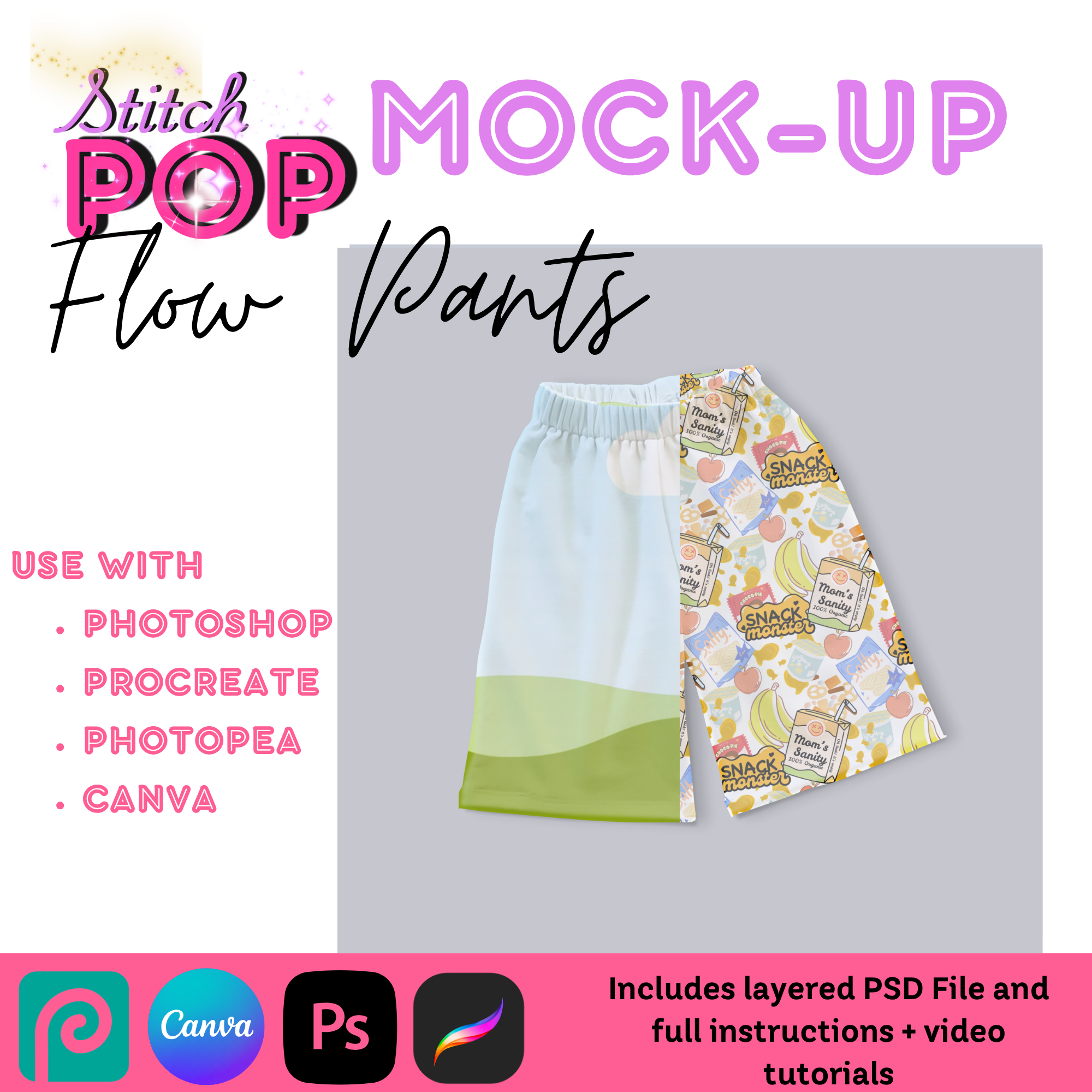RSD Flow Pants CANVA, PS, Procreate - Mockup